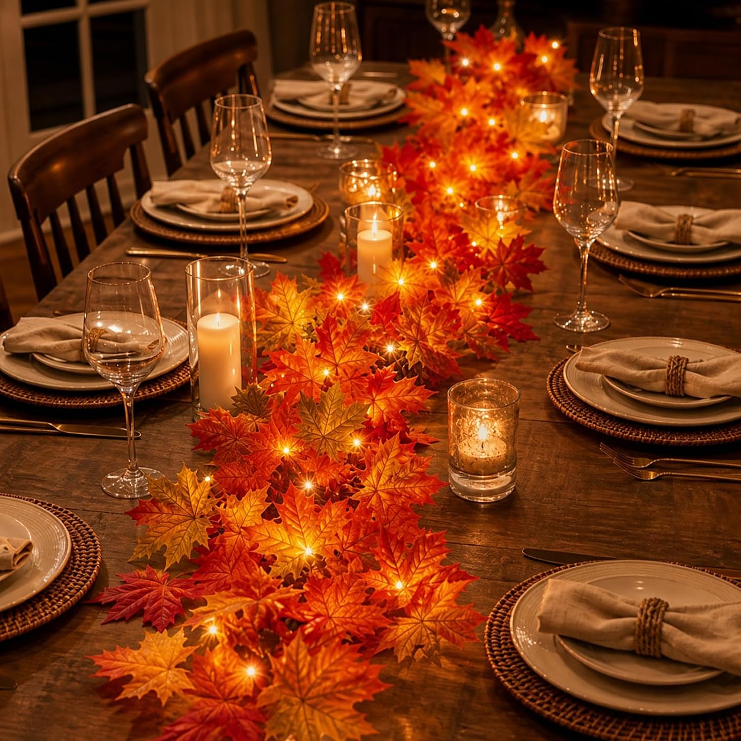 Detalle 1 de Meknow HCH-50/1FD15 Fall Garland Lights, 9 ft, 50 Orange Bulbs, Connectable