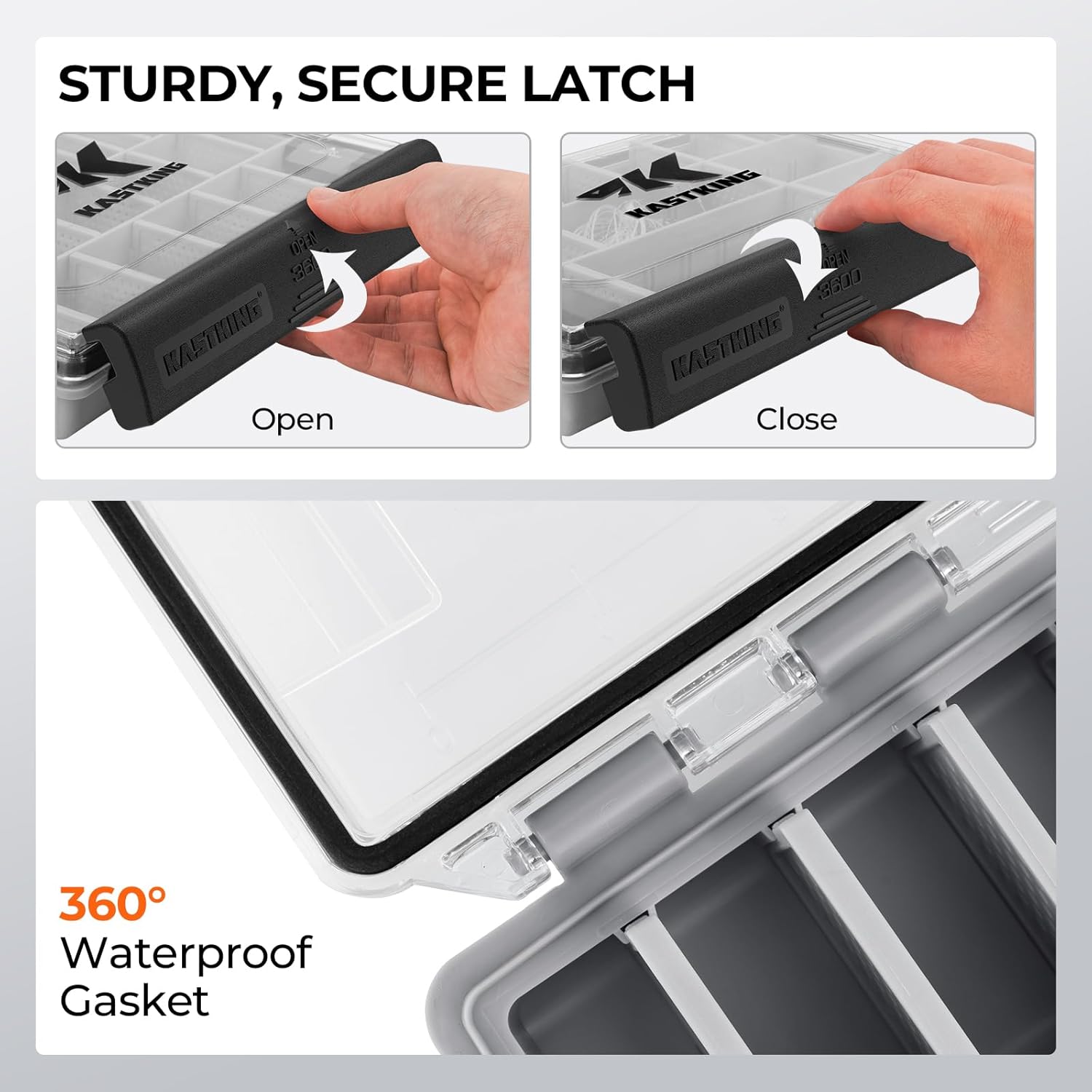 Detalle de KastKing HyperSeal Waterproof Tackle Box (3600/3700) with Removable Dividers