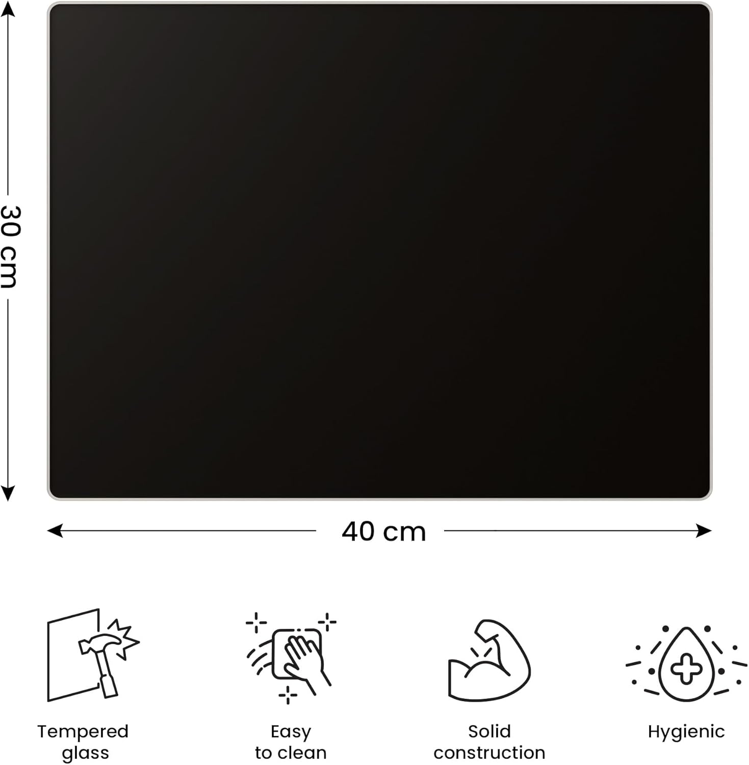 Detalle de ALLboards Glass Chopping Board Black Classic 30x40cm