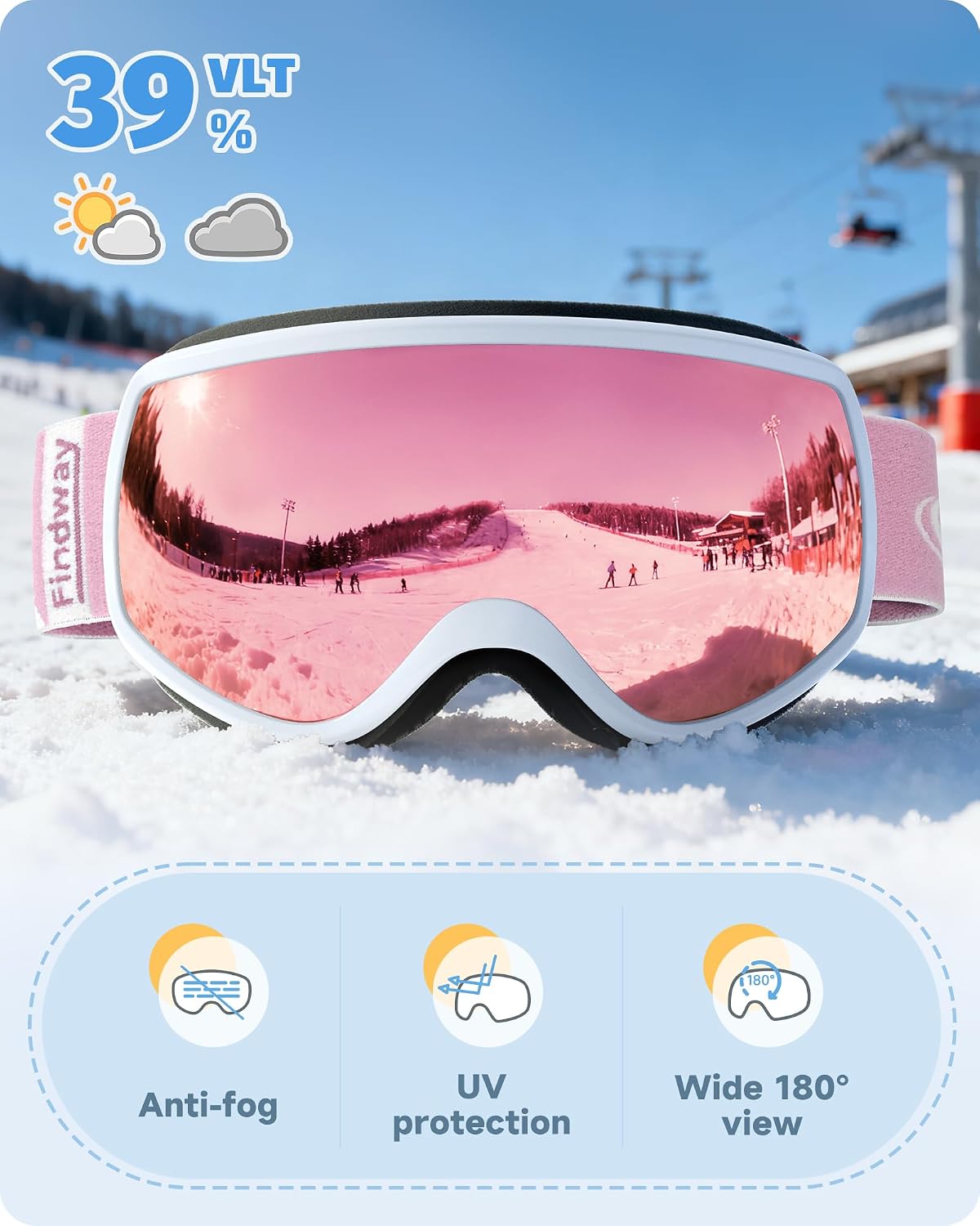 Detalle 2 de Findway Skibrille Kinder 3-12 Jahre
