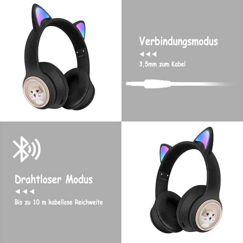 Detalle 2 de Kinsi AKZ-02 Auriculares inalámbricos orejas de gato RGB