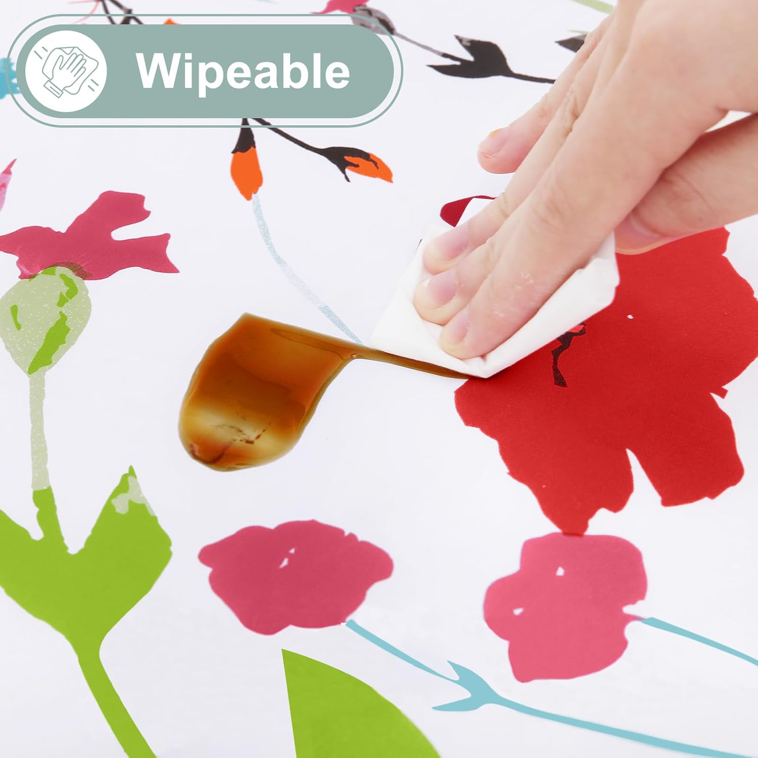 Detalle de misaya Rectangle Waterproof Vinyl Table Cloth with Flannel Backing, 52" x 70
