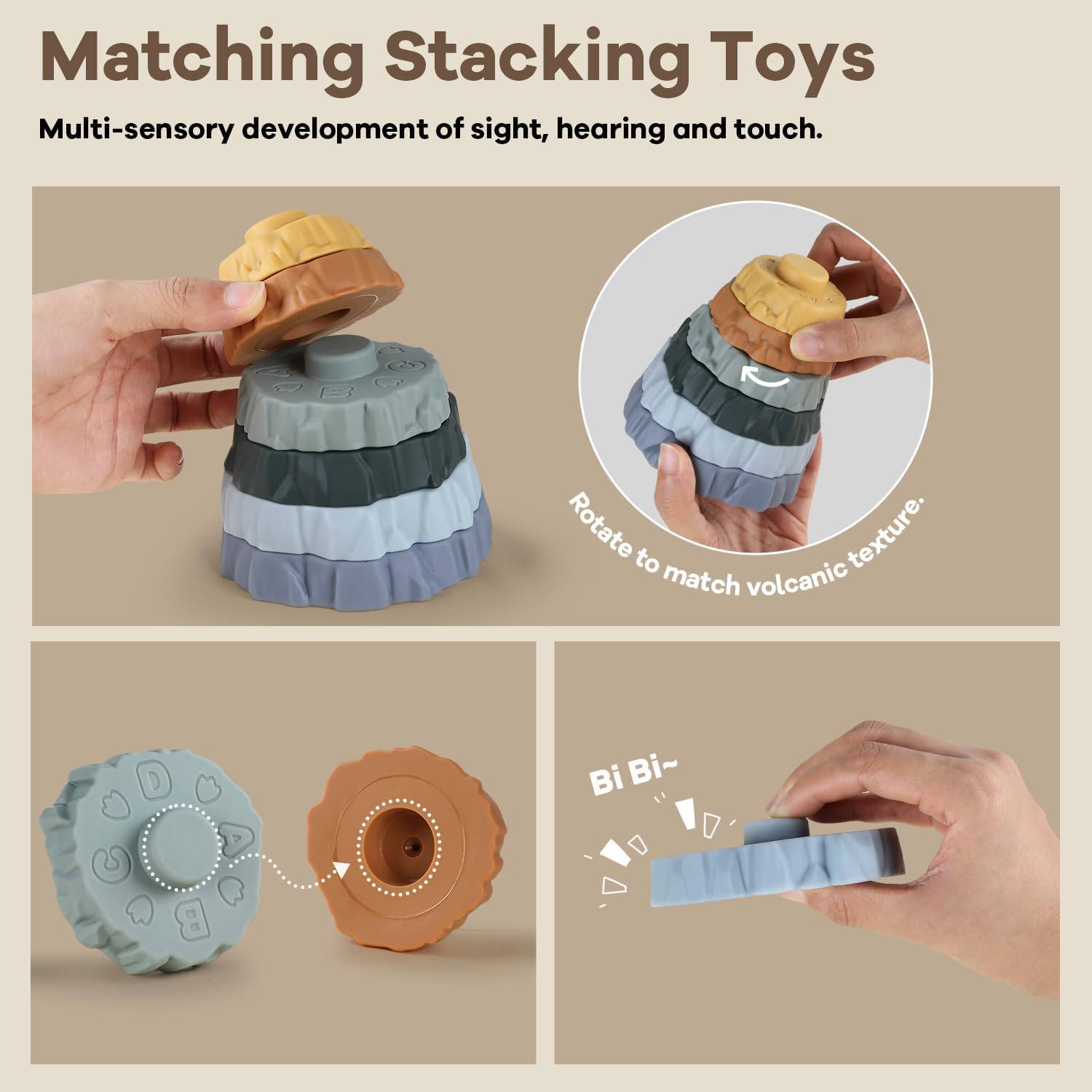 Thumbnail 2 de Yrkidstoi Stacking & Nesting Baby Toy: 7‑Piece Soft Ring Stacker with Dinosaur