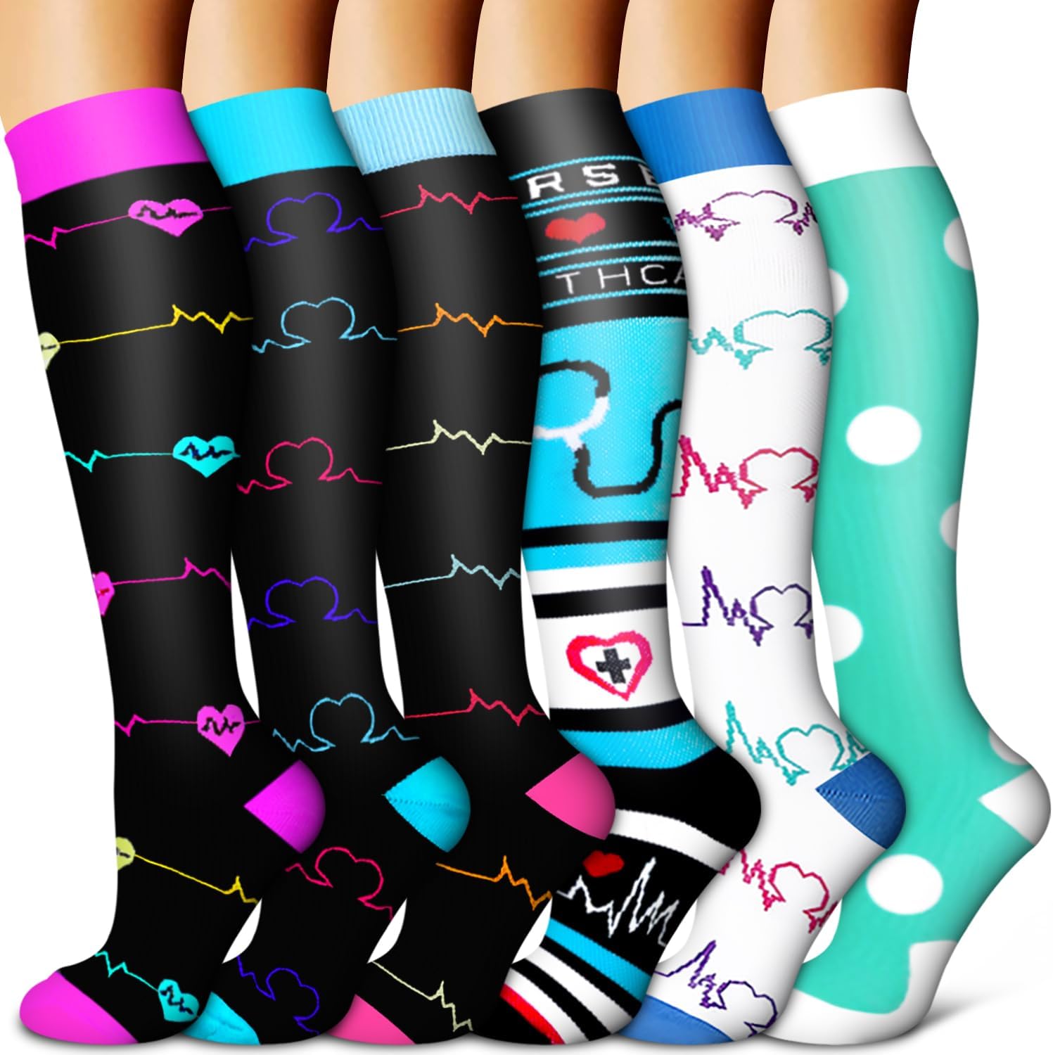 Thumbnail 6 de Copper Compression Socks for Women & Men (6 Pairs) — 85% Nylon Compression for Nurses, Running, Hiking & Recovery