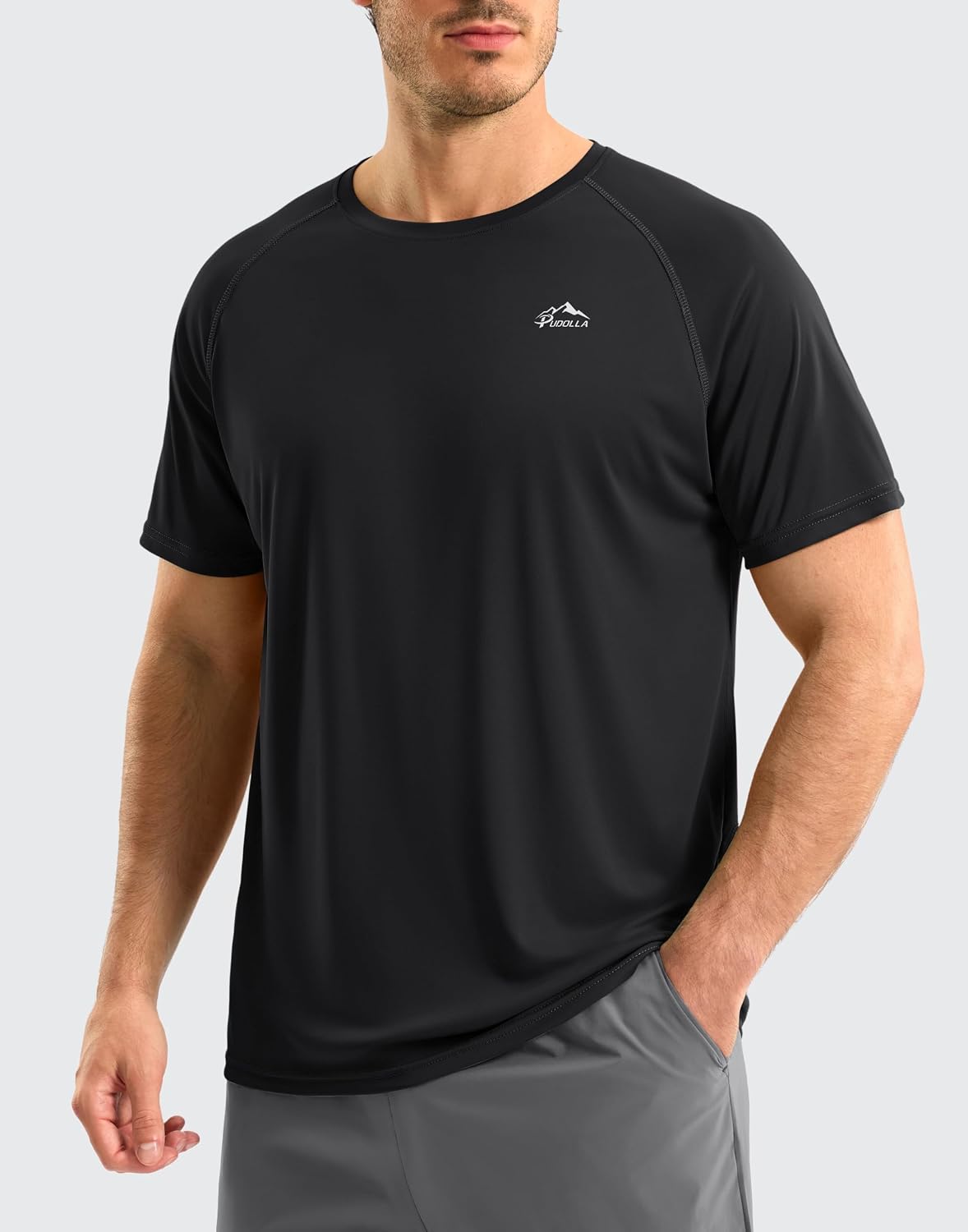 Detalle 2 de Pudolla Men's UPF 50+ Rash Guard Swim Shirt, Quick-Dry 4-Way Stretch