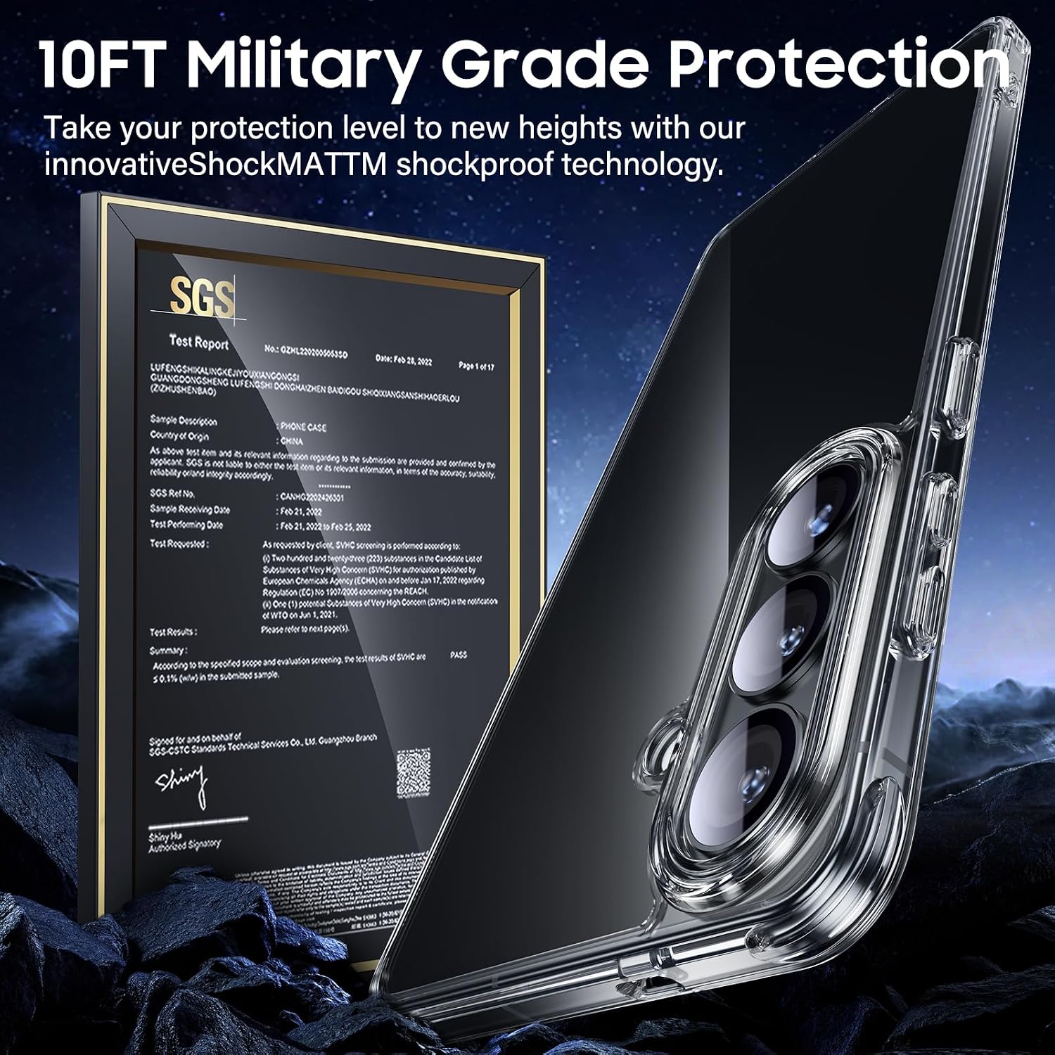 Detalle de UniqueMe 3-in-1 Clear Case with 2x 9H Tempered Glass Screen Protectors for Samsung Galaxy S26 5G
