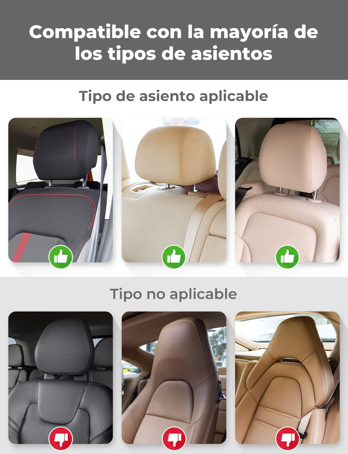 Thumbnail 6 de Oasser Reposacabezas coche 180° ajustable