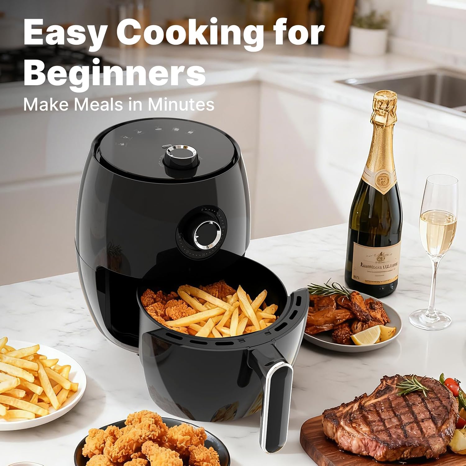 Detalle de Compact Air Fryer Small 2.1QT: 4-in-1 Mini Air Fryer for Easy, Guilt-Free Cooking