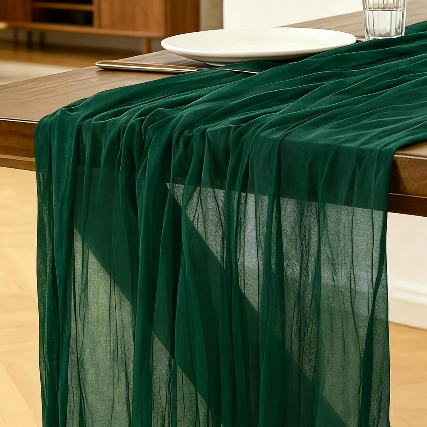 Detalle de Foatcox ZQ018 tafelloper van gaas, donkergroen, 90 x 300 cm