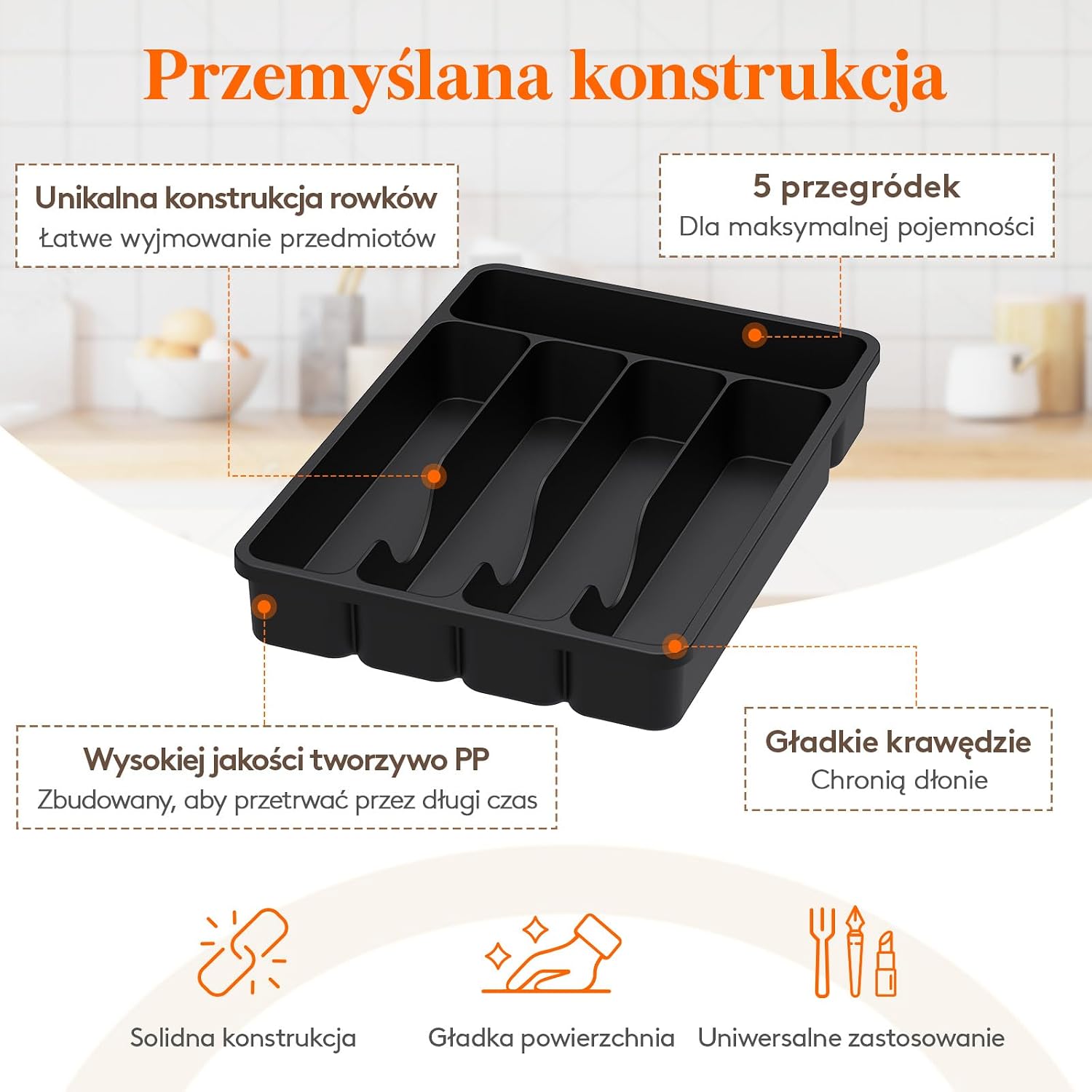 Thumbnail 5 de Lifewit 24099 organizer do szuflady na sztućce, 5 przegródek i pokrywka