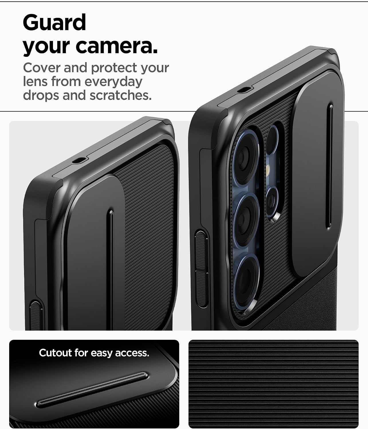 Detalle 2 de Spigen Optik Armor pour Samsung Galaxy S25 Ultra – coque noire avec protection des caméras