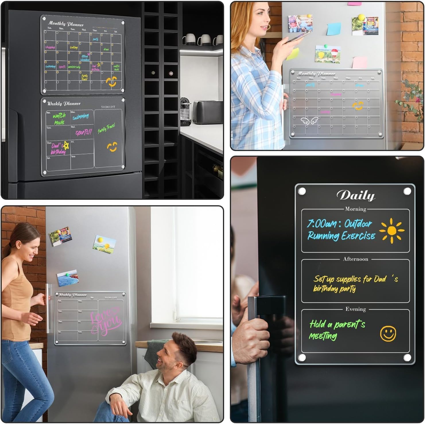 Thumbnail 5 de DIYMAG 3mm Magnetic Refrigerator Calendar Set, Clear Acrylic, 4-Piece Planner