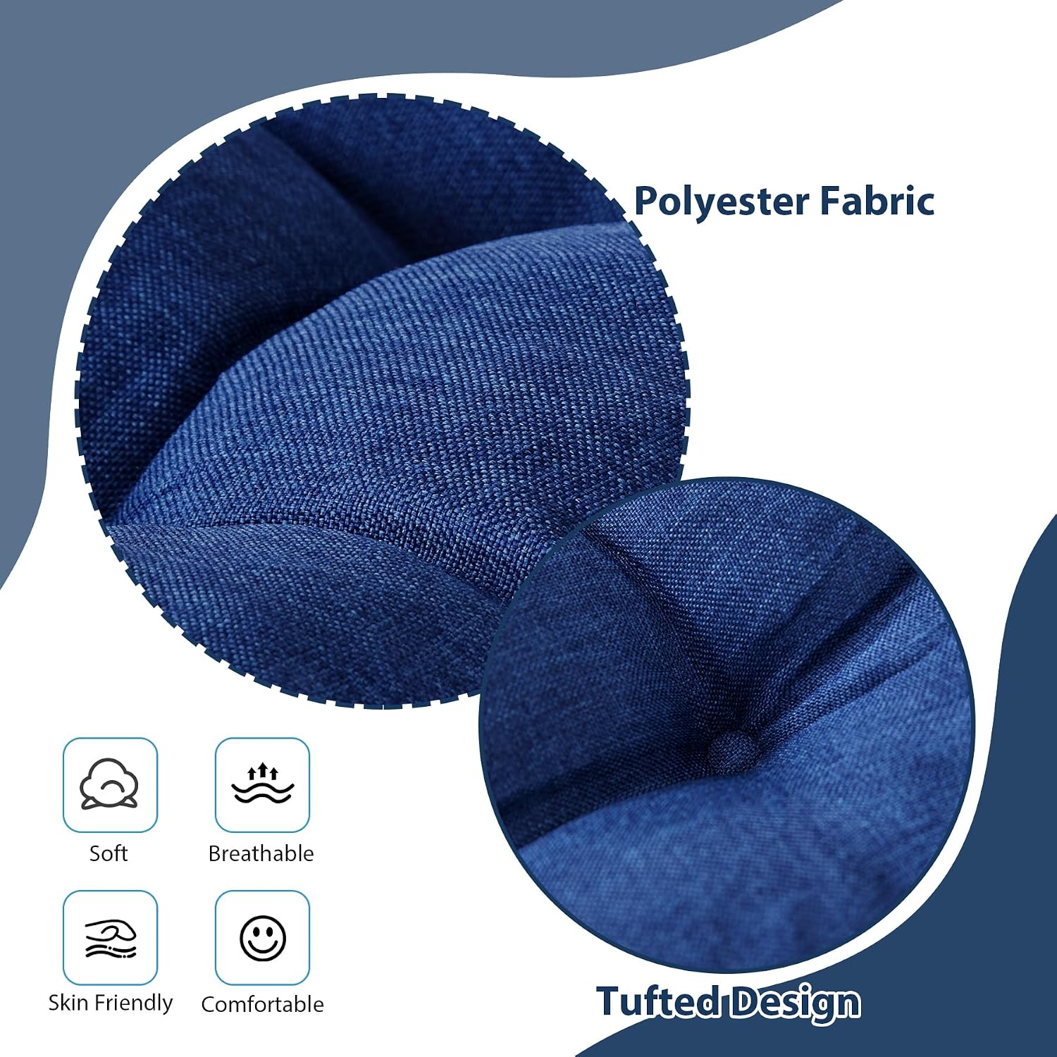 Thumbnail 2 de IASEAHK Navy Chair Cushions, 4-Pack — 15.5 x 15.5 x 4, Tufted Non-Slip Seat Pads