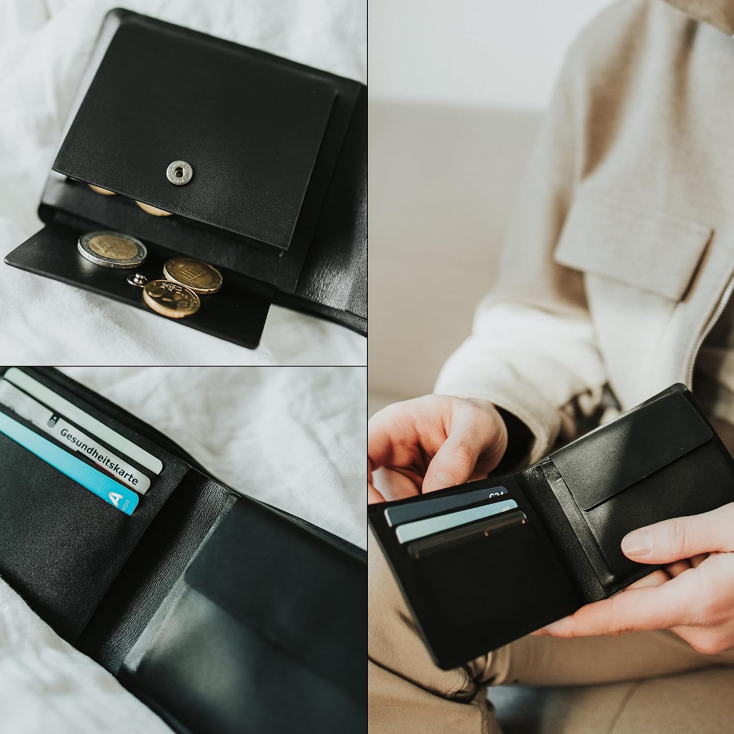 Thumbnail 6 de Berliner Bags Parker Portefeuille compact en cuir pleine fleur – RFID + boîte cadeau – Noir