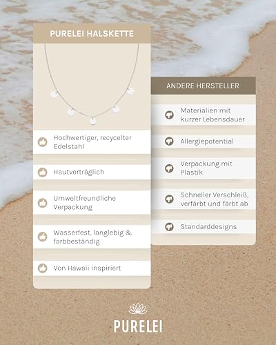 Detalle de Purelei Kalea Kette Damen (Silber) – verstellbare Halskette aus Edelstahl, wasserfest