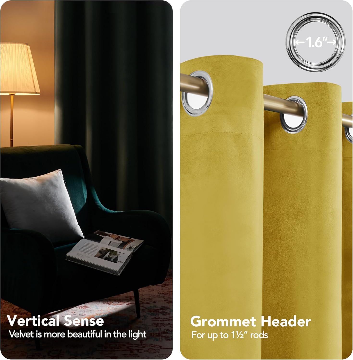 Thumbnail 5 de Deconovo Cortinas Opacas Térmicas Amarillo 140x180cm 🪟