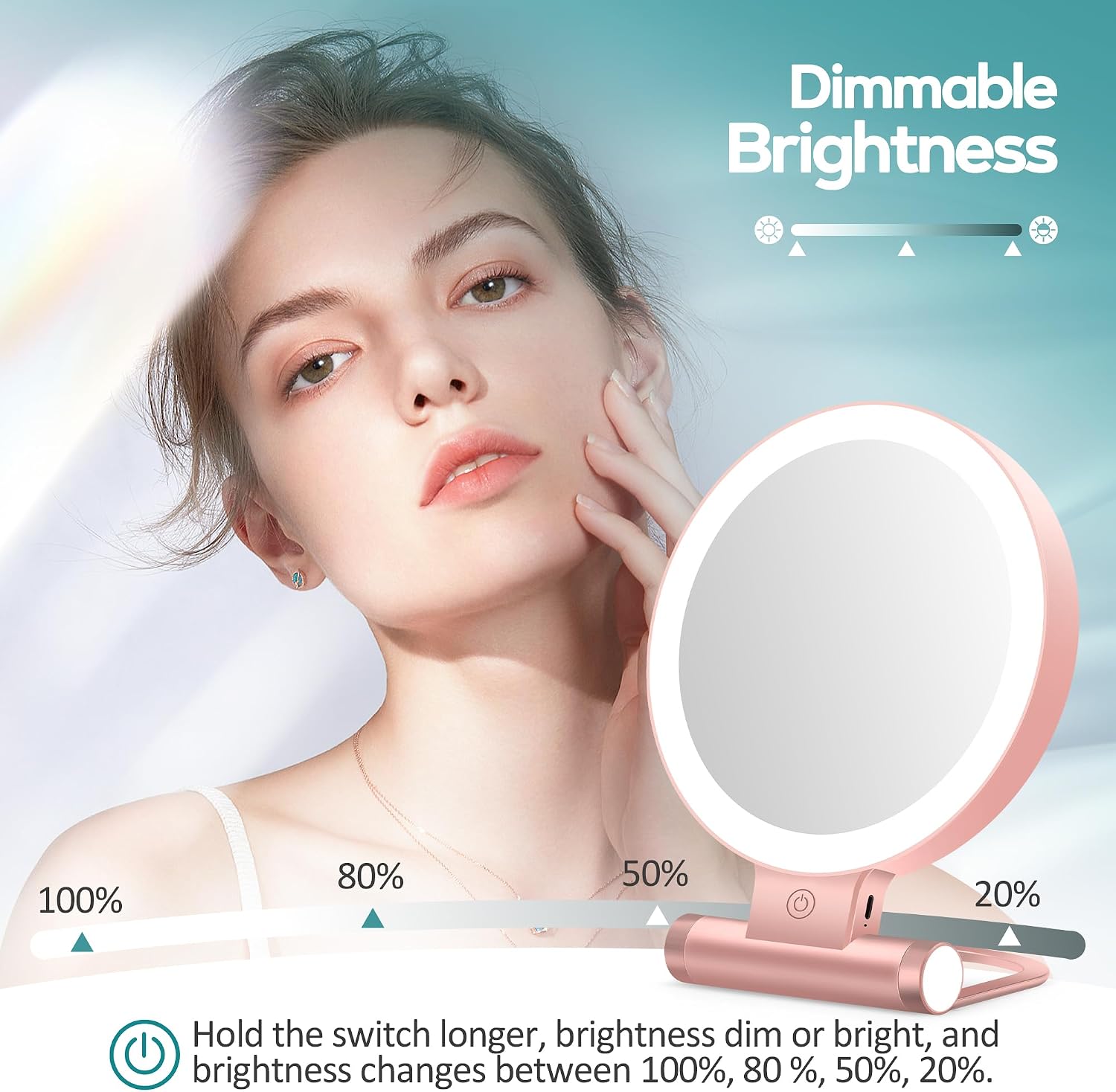 Detalle 1 de B Beauty Planet 1X/30X Lighted Makeup Mirror with 3 Colour Modes