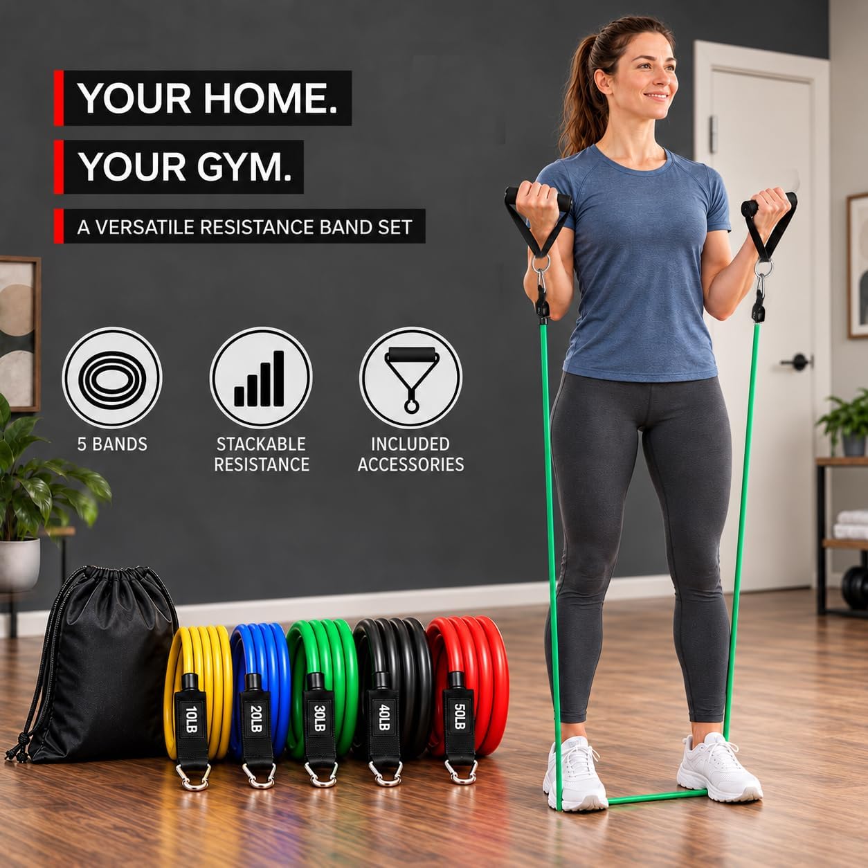 Detalle 2 de VEICK Resistance Bands 150 lbs set
