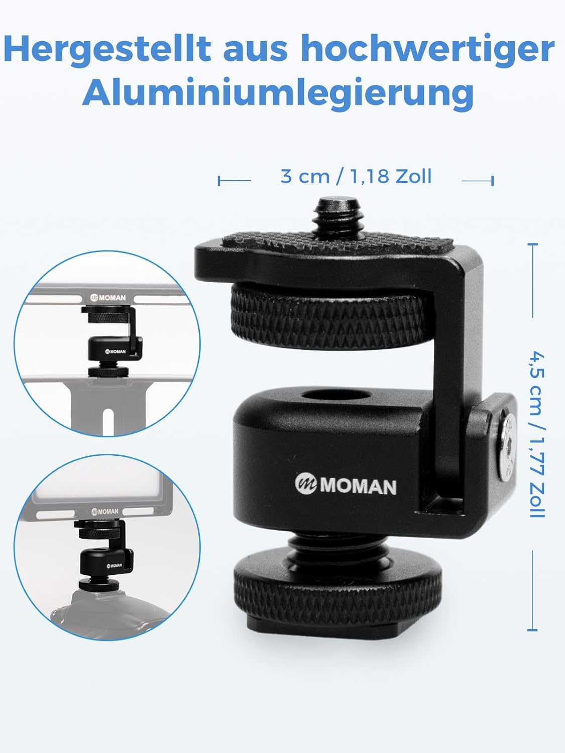 Thumbnail 4 de Moman Kamera-Monitor-Unterstützung Cold Shoe Adapter Mount – 2er-Set
