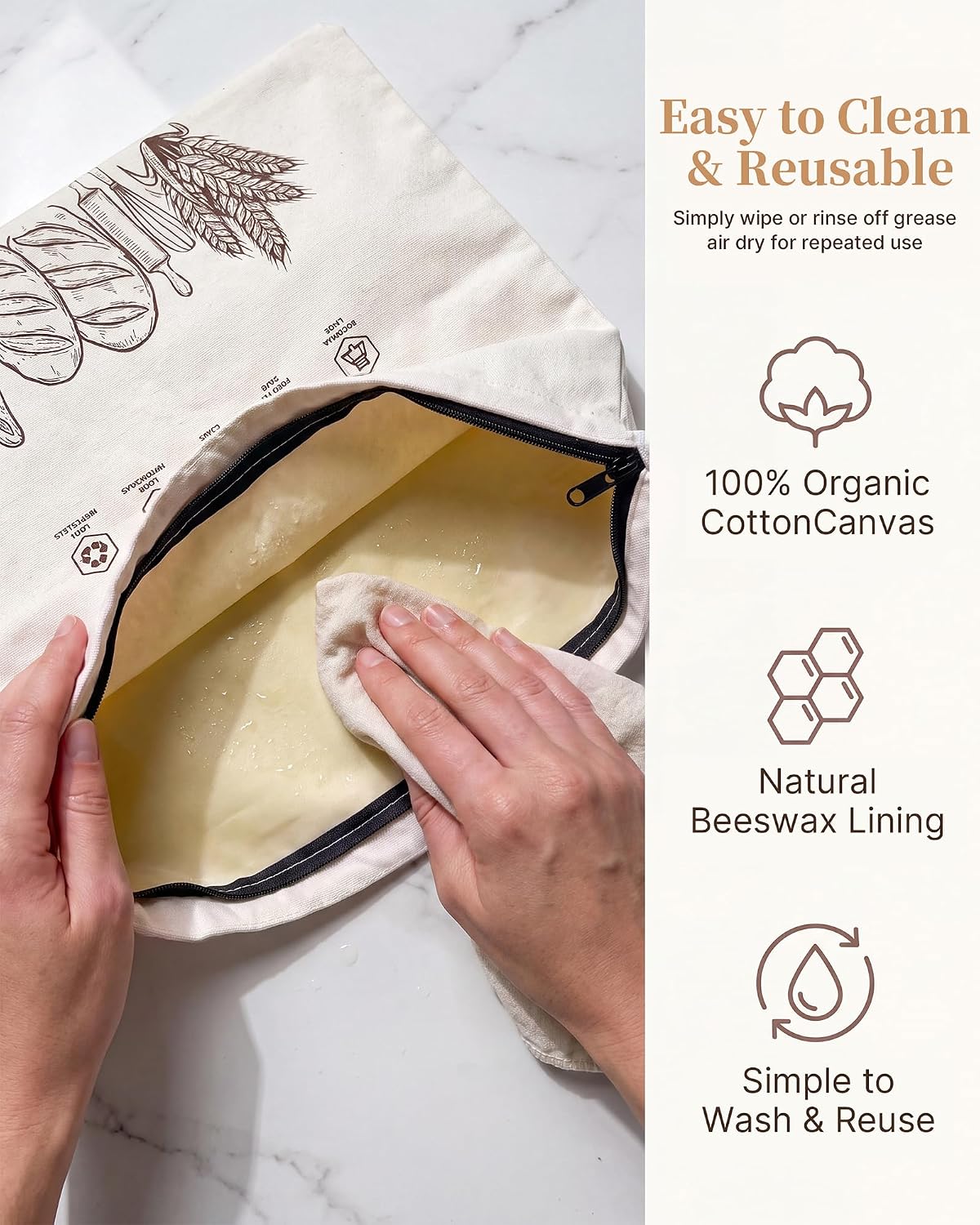 Thumbnail 4 de Reusable Beeswax Bread Bags, 17 x 12.8 Inch
