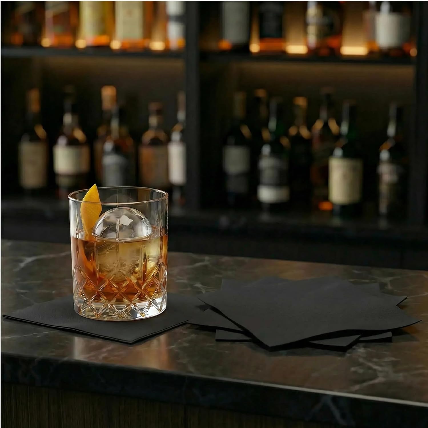 Thumbnail 5 de AH AMERICAN HOMESTEAD Black Linen-Like Cocktail Napkins (100 Count) – Premium Disposable/Reusable, 4.75in x 4.75in