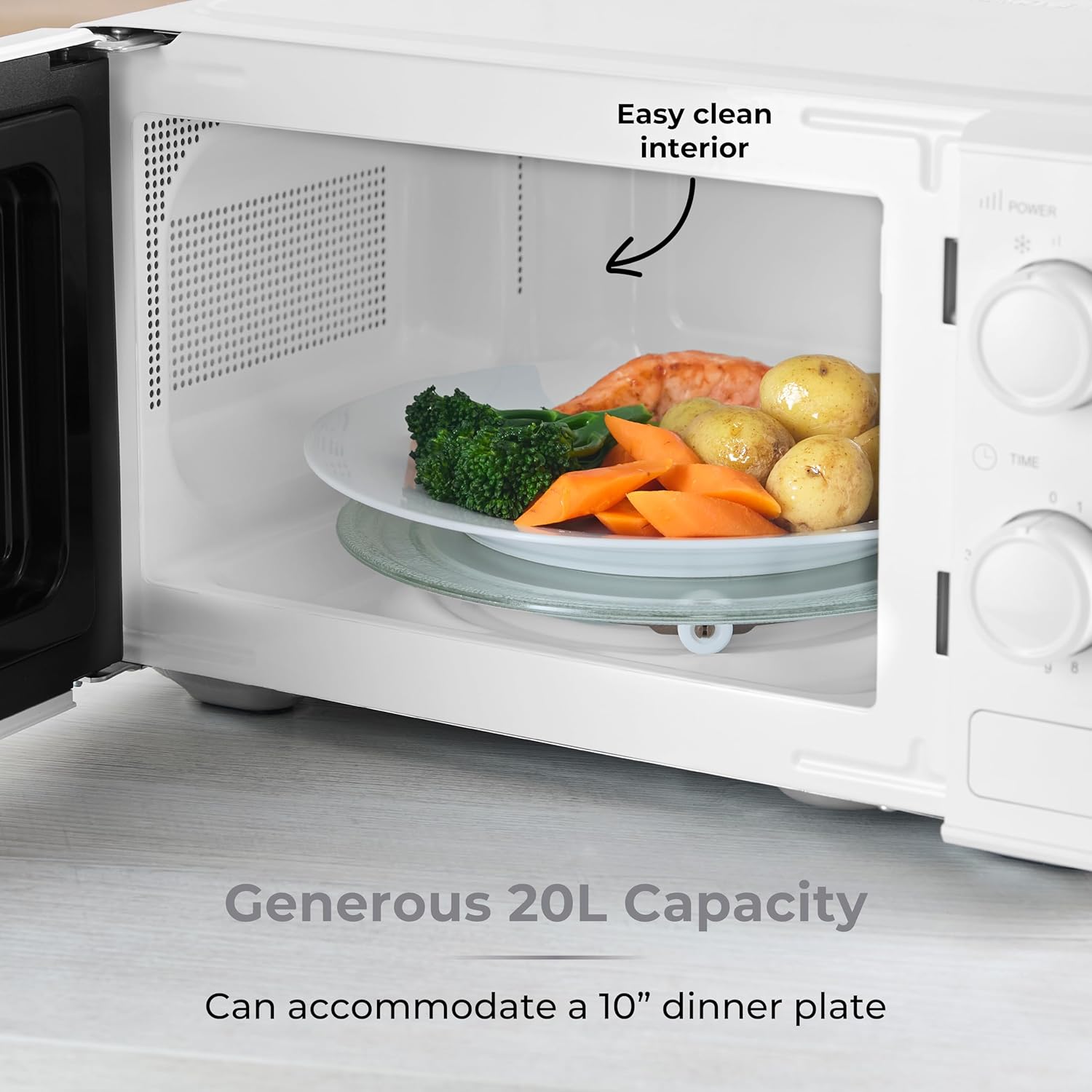 Detalle de Tower Manual 20 Litre 800W Microwave (Dial Controls) – T24044WHT