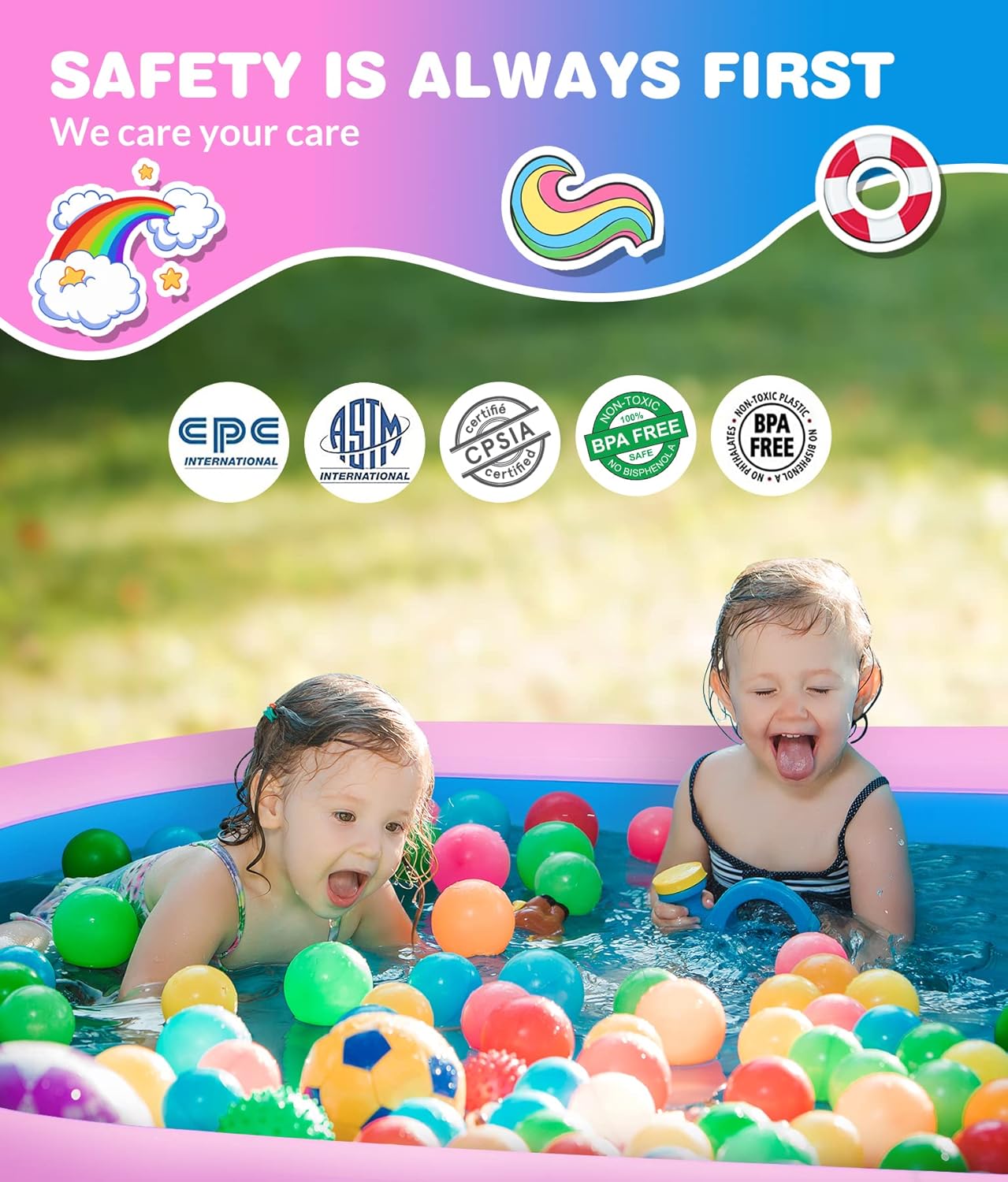 Thumbnail 4 de COOLJOYA Inflatable Pool: Unicorn Splash Sprayer 3-in-1 Paddling Pool for Kids
