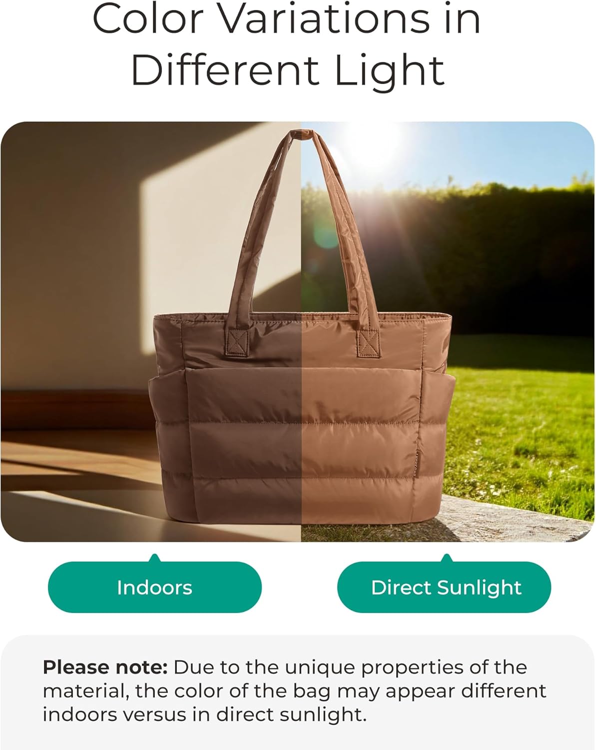 Detalle 2 de bagsmart Tote Bags for Women – 20L Lightweight Taslan Puffer with 15.6" Laptop Compartment