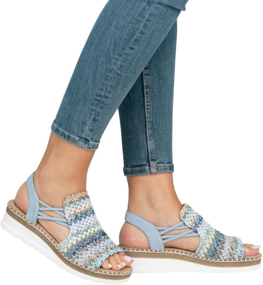 Thumbnail 1 de Rieker V1241-90 Damen Sandale Textil/Synthetik Beige – Bequeme Sandalette mit weicher Decksohle