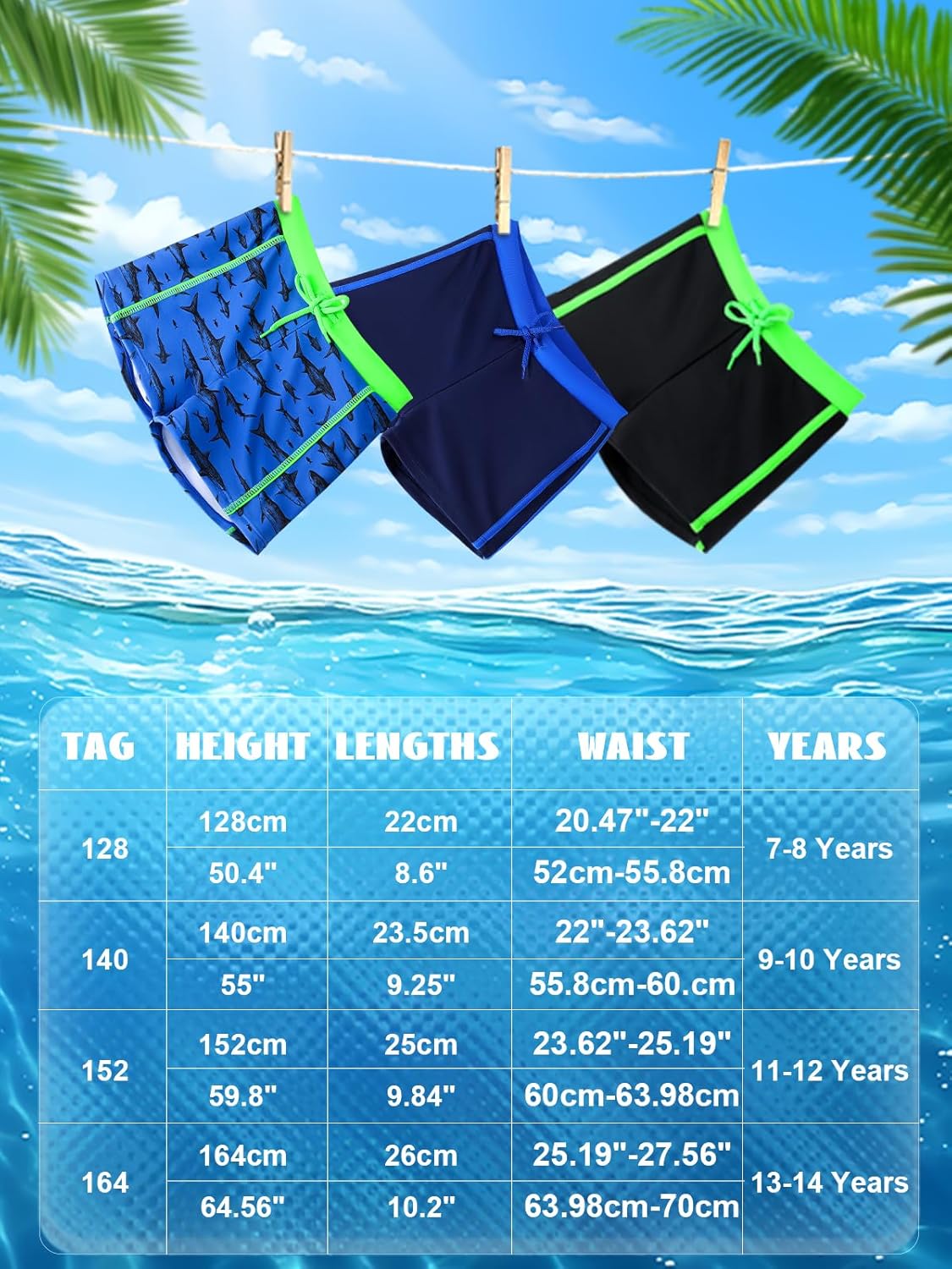 Thumbnail 3 de Aiseyi short de bain garçon avec taille élastique doublée