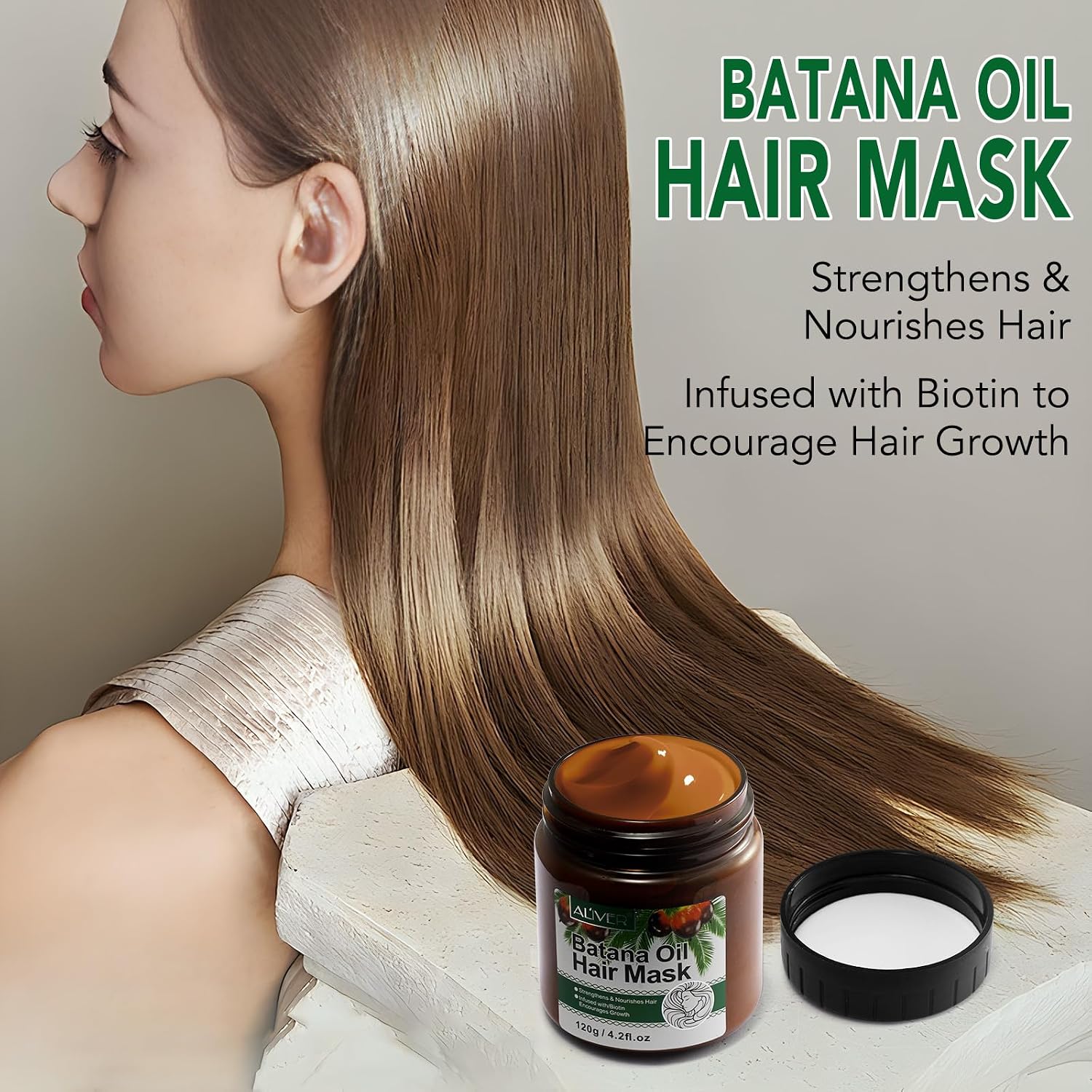 Detalle de Batana Öl Haarmaske für Haarwachstum – 120 g, 100% natürlich, Bio
