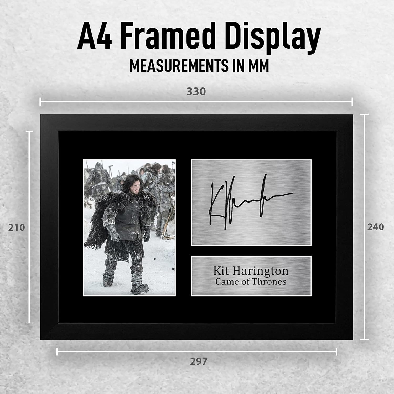 Thumbnail 1 de HWC Trading FR Kit Harington Gift A4 Framed Autograph Print (Jon Snow) – Game of Thrones display photo