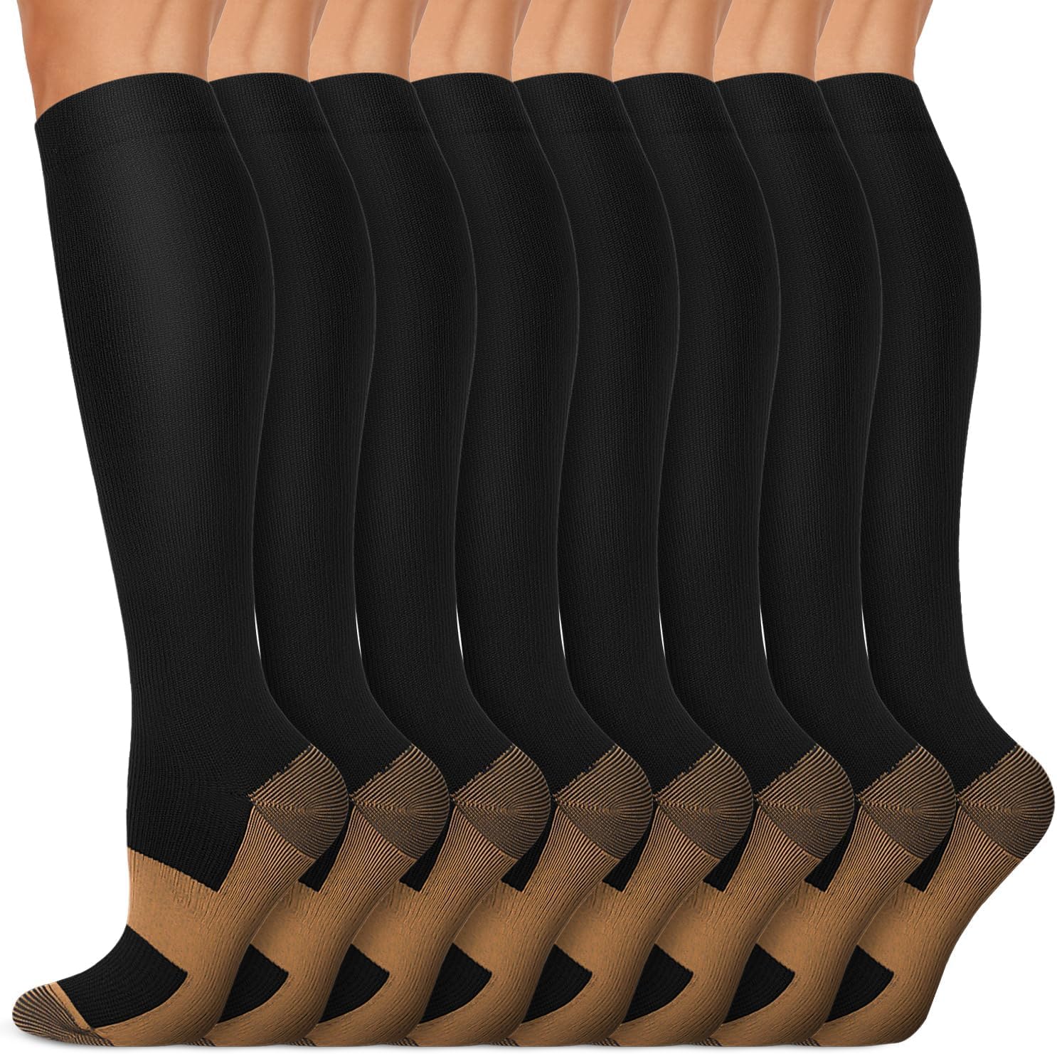 Detalle de Diu Life Copper Compression Socks, 15–20 mmHg, Knee-High, 8 Pairs