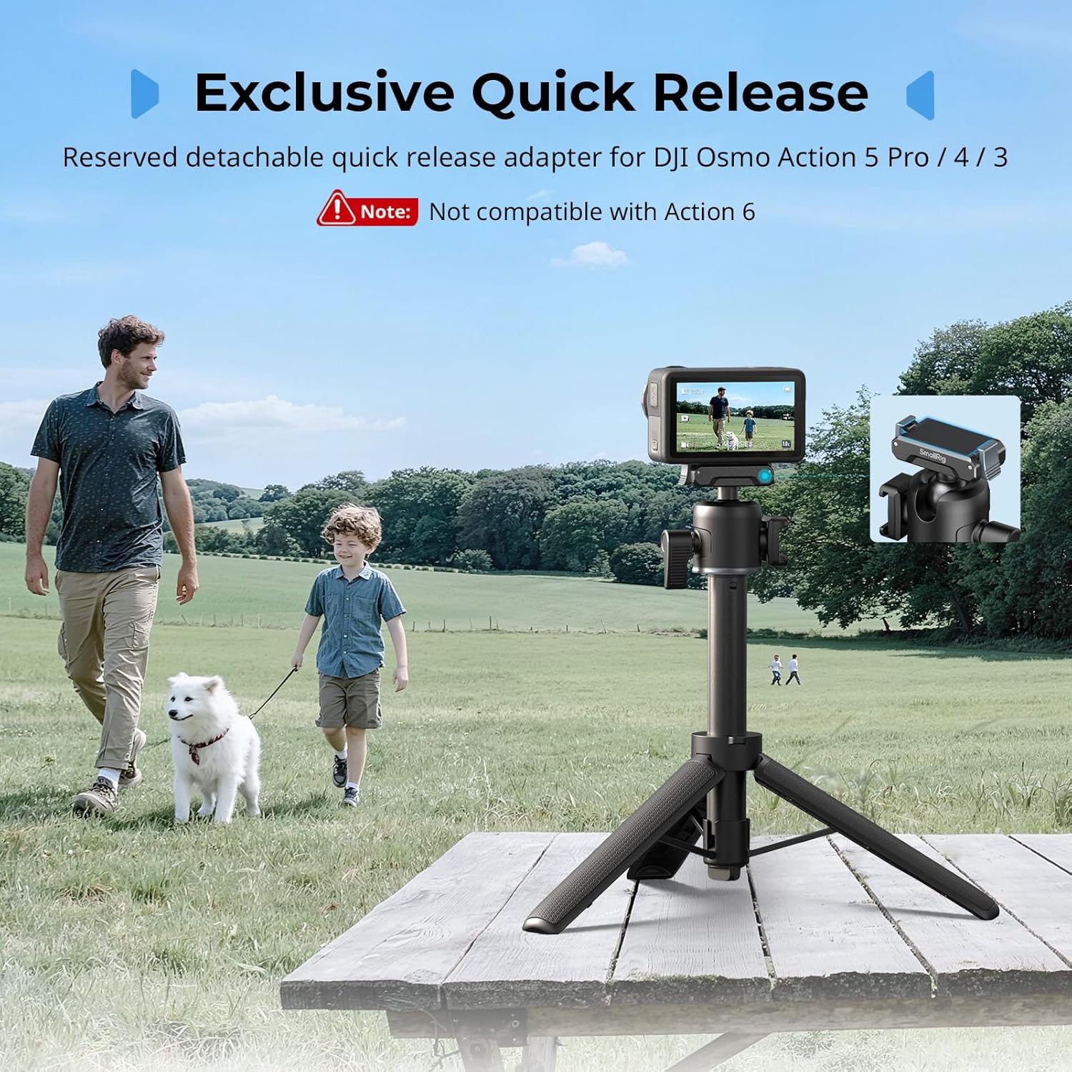 Thumbnail 1 de SMALLRIG Trépied pour caméras d'action avec tête sphérique à 360° et perche extensible – compatible DJI Osmo Action 5/4/3