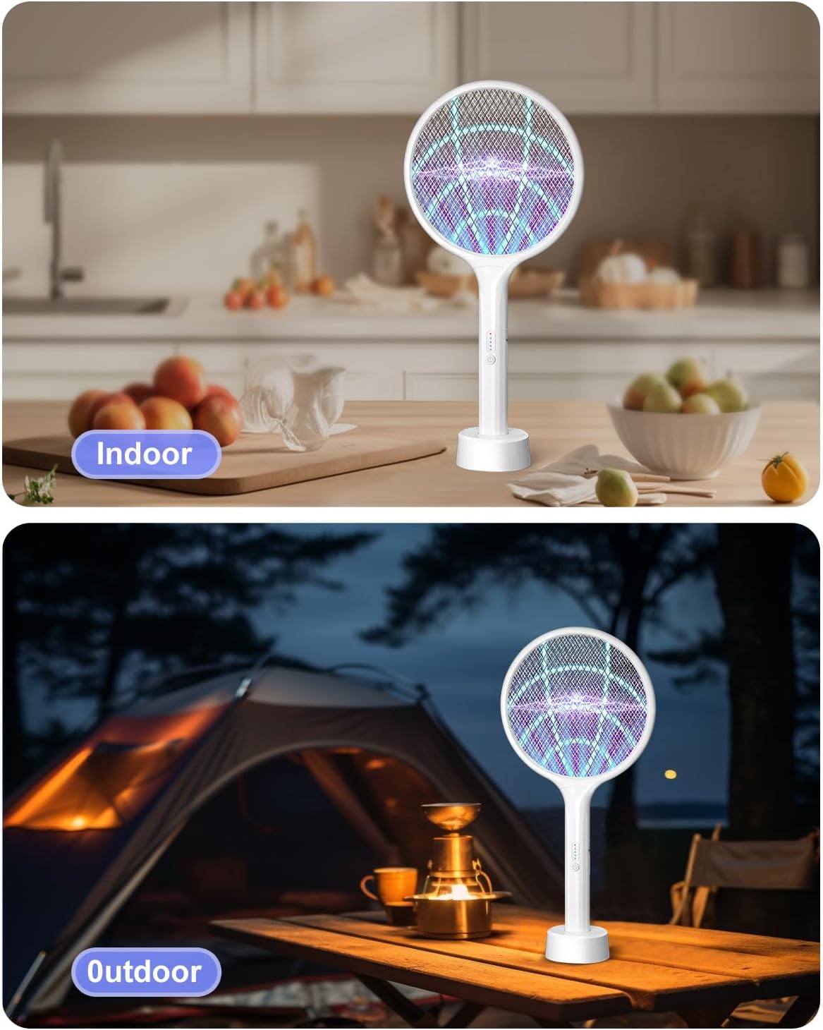 Detalle de DEEZEE ELMS-4000 Electric Fly Swatter with 4,000V Grid and Rechargeable Purple Light