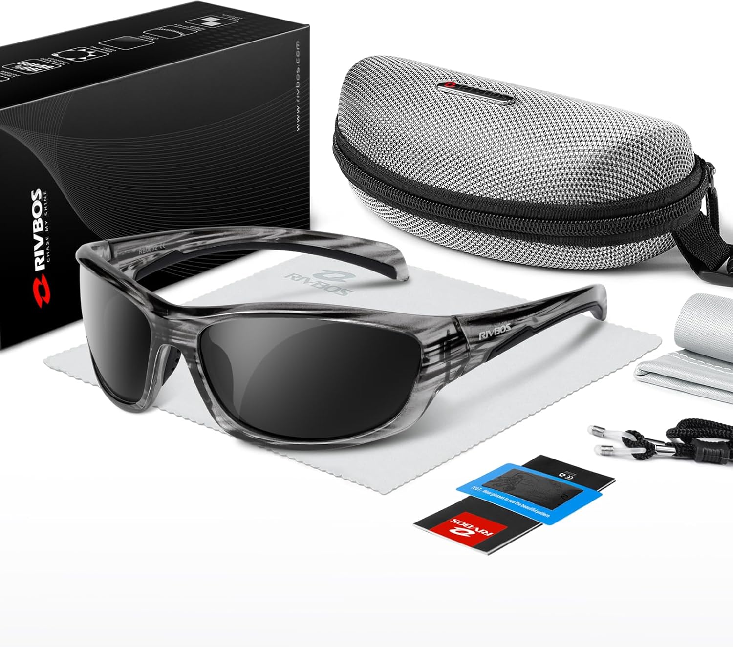 Detalle de RIVBOS RB832 Sonnenbrille – Polarisierte TR90 Sportbrille für Damen und Herren, UV400, ultraleicht