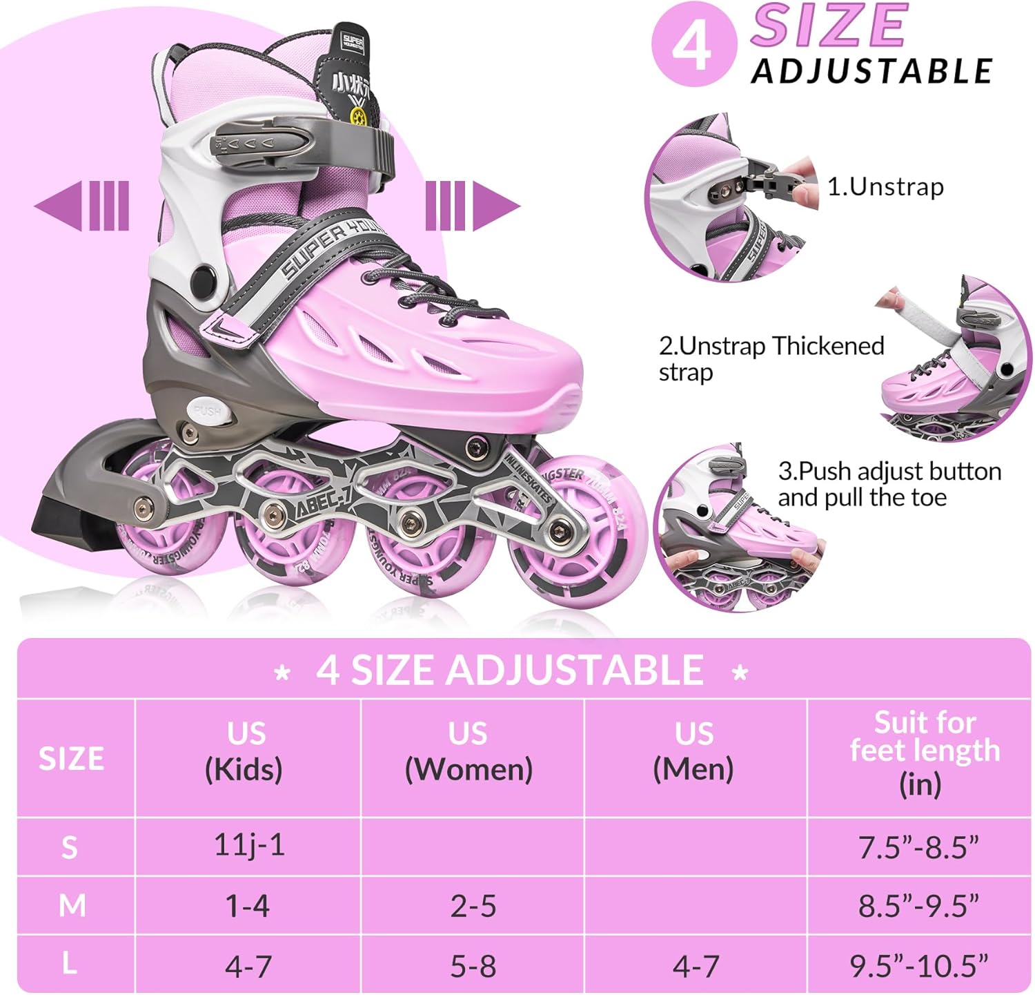 Thumbnail 2 de SUPER YOUNGSTER Adjustable Inline Skates for Youth