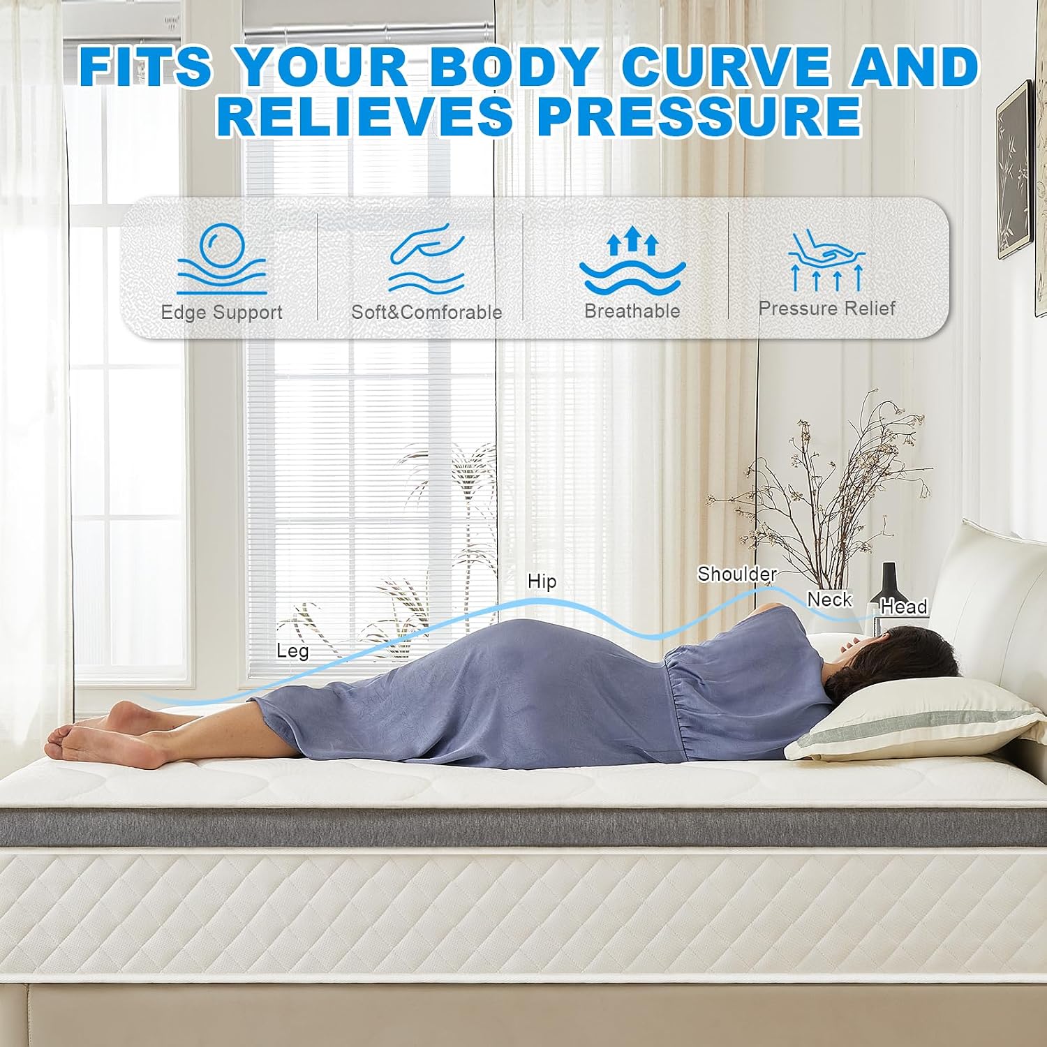 Detalle 1 de Happiland HP-TSPL26YY-10D Full Hybrid Mattress, 10-Inch Medium