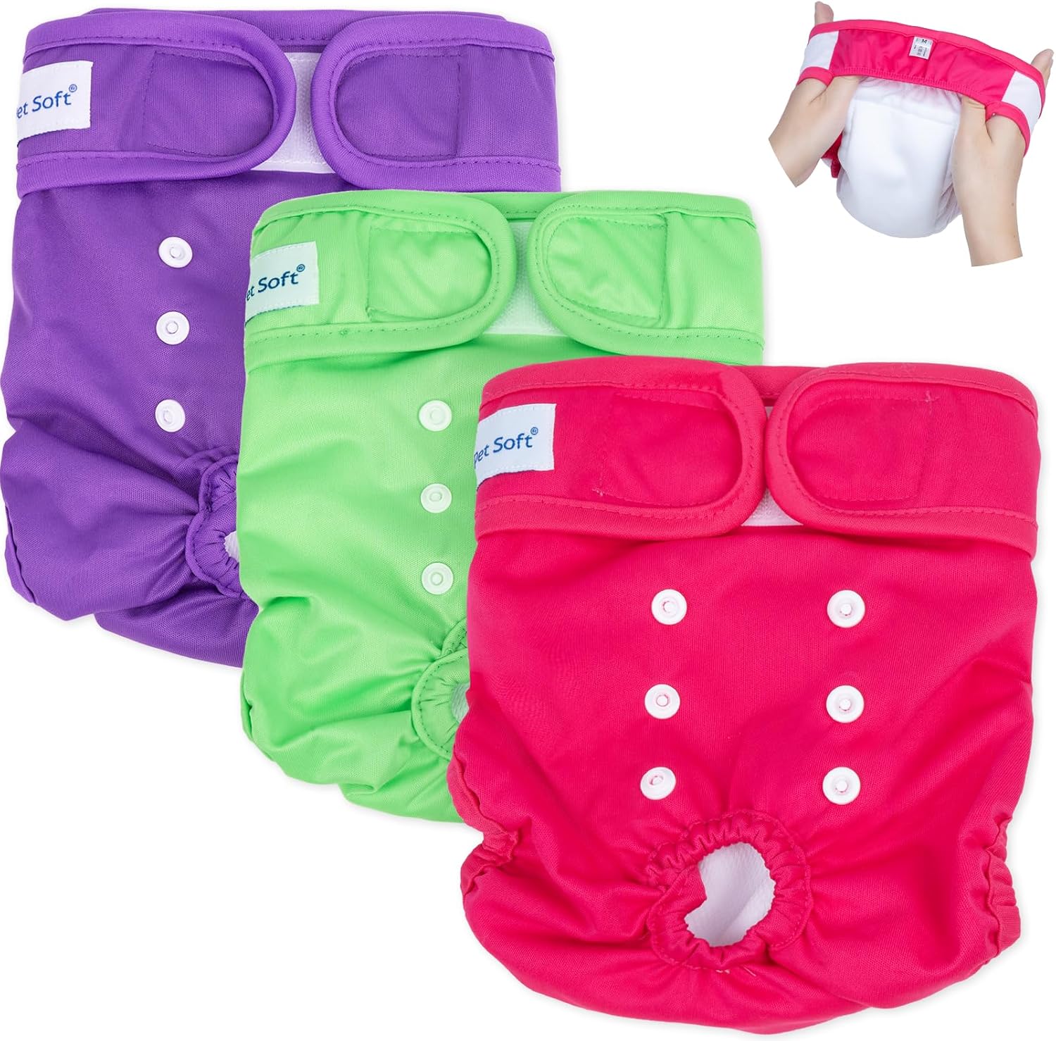 Detalle de Pet Soft Dog Nappies Female (3 pack) – medium washable dog period pants with leak-proof waistband