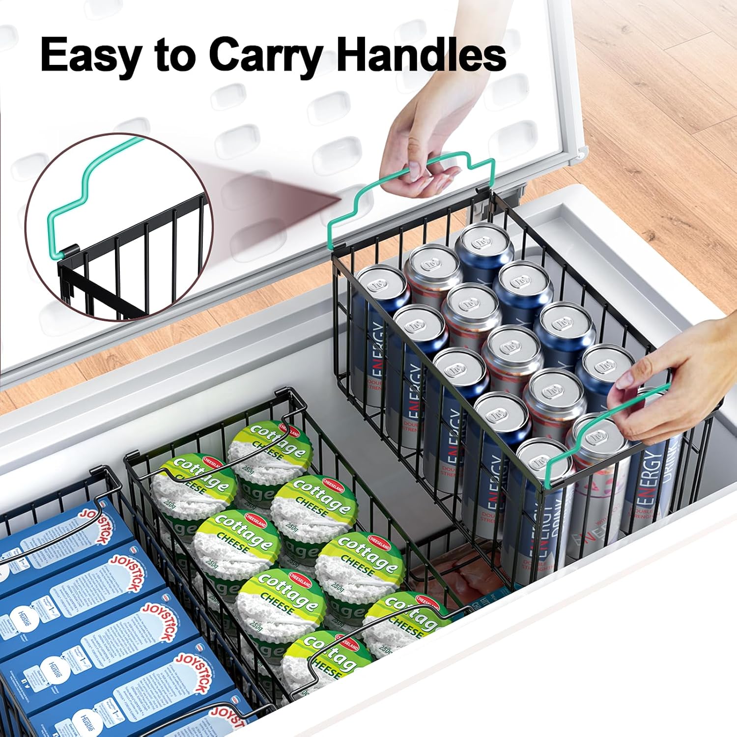 Detalle 2 de MSERCUOR Freezer Organizer Bins 15.1 x 8 x 7 in