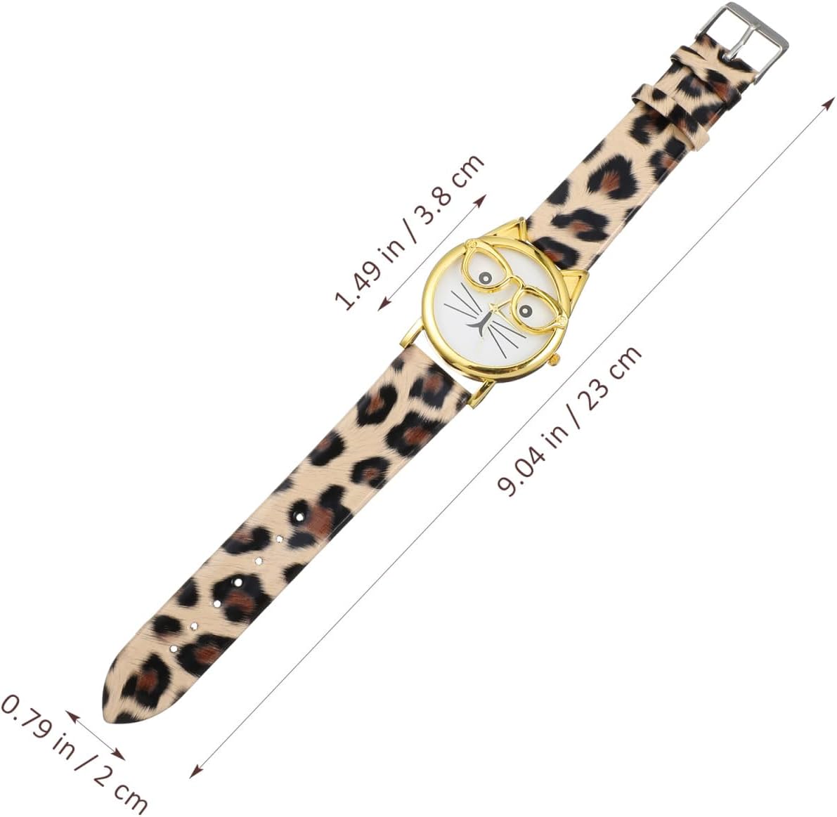 Detalle de Hemobllo Damen-Armbanduhr mit Katzen- und Leopardenmotiv – Quarz-Uhr im Kawaii-Stil