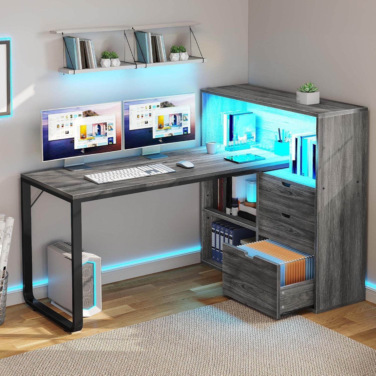 Detalle de DWVO L-shaped computer desk, 55-inch