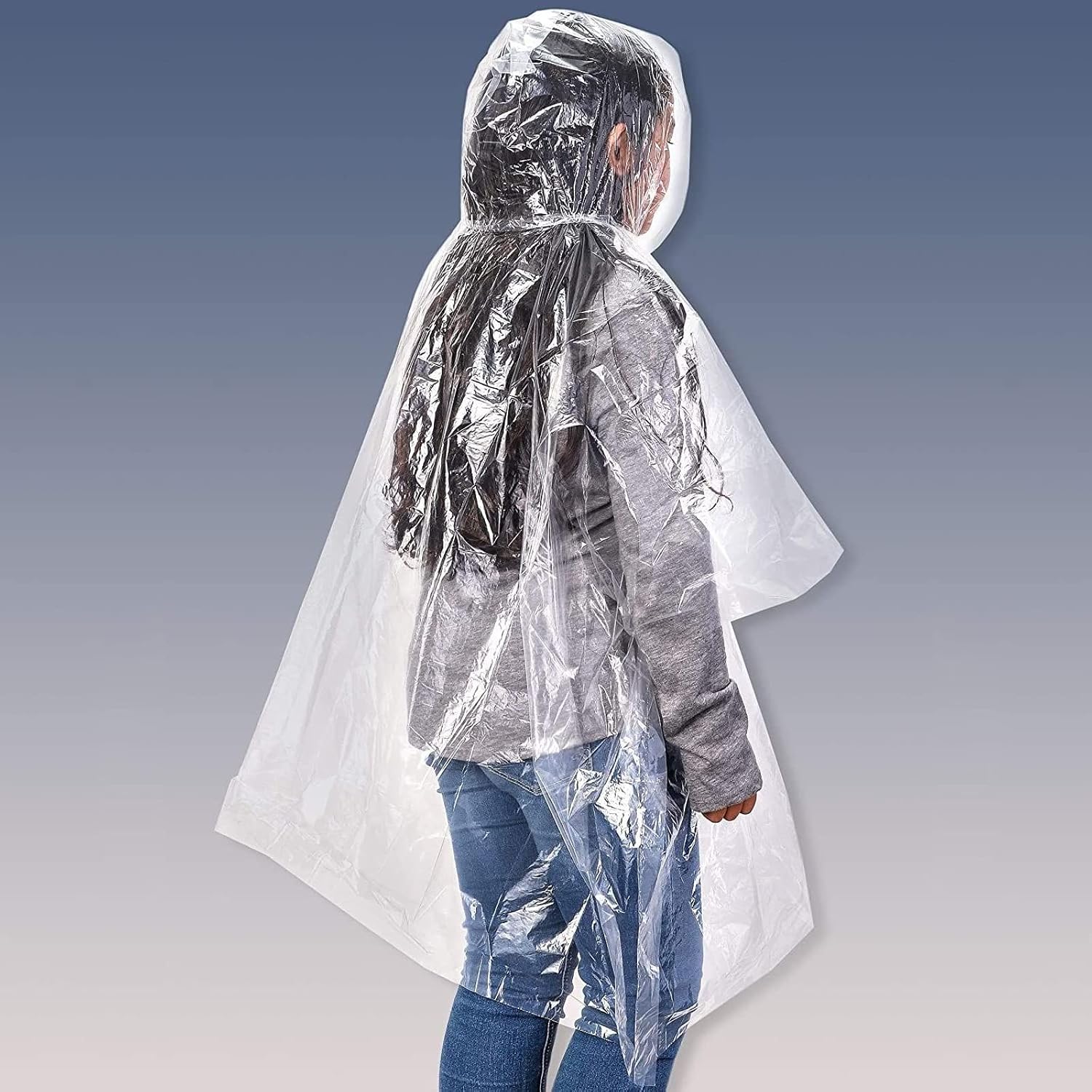 Thumbnail 5 de Juvale Disposable Rain Ponchos with Hoods, 10-Pack, Clear Polyethylene for Kids