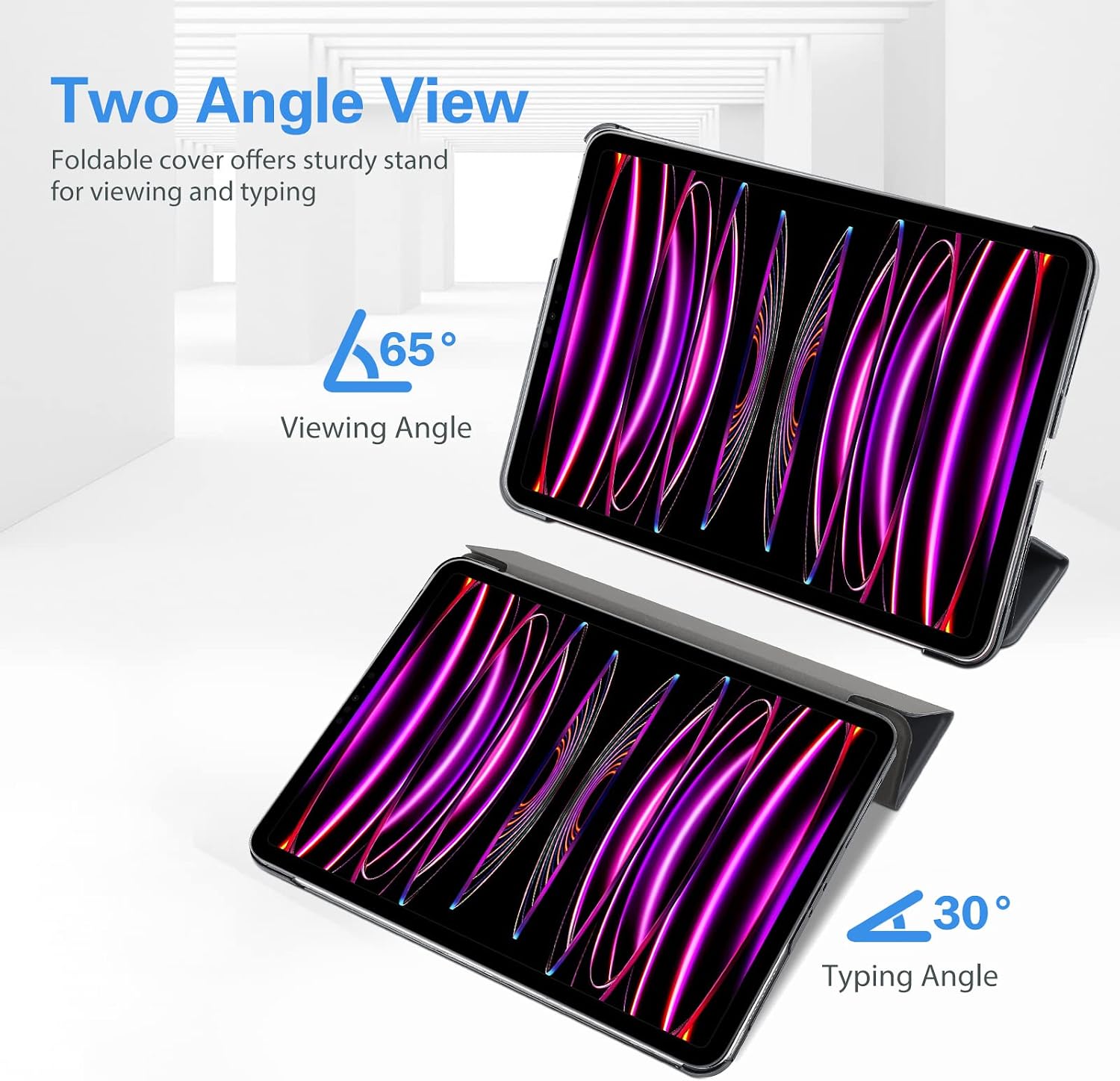 Detalle de ProCase Hülle für 12,9" iPad Pro (Gen 3–6) Grau – Dünn, leicht, mit Sleep/Wake und Standfunktion