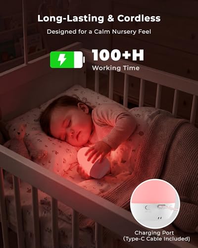 Detalle de FULNIX Night Light for Baby Nursery (Rechargeable Egg Light) – 14 RGB Modes, Eye-Caring, Touch Control