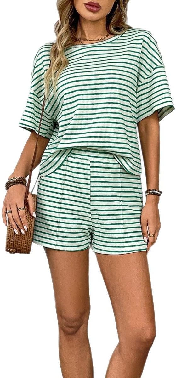 Detalle 2 de DONYKARRY Damen Zweiteiler Sommer-Set mit Crop-Top und Shorts (Tracksuit/Loungewear)