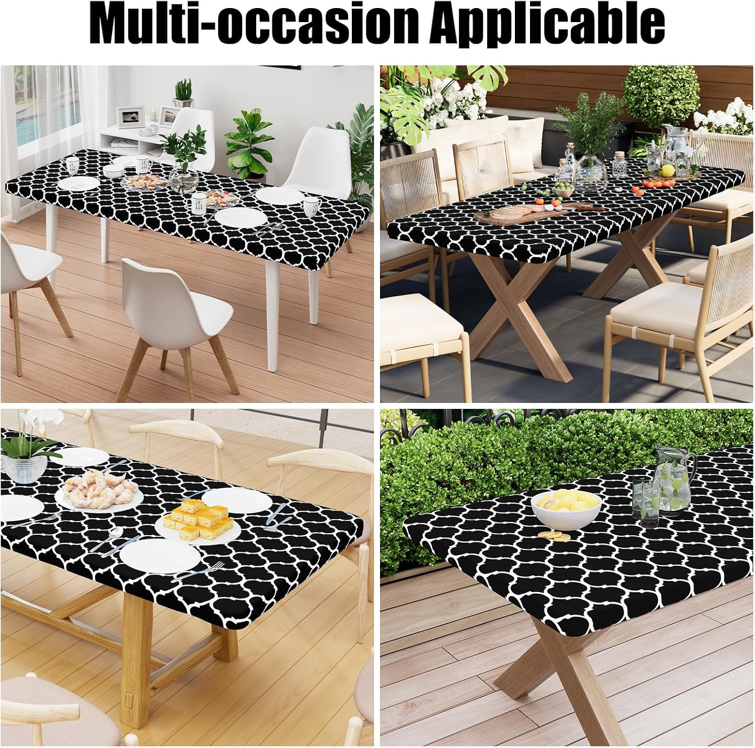 Thumbnail 5 de Smiry Rectangle Picnic Table Cover – Waterproof Elastic Fitted Tablecloth for 8-Foot Tables (30x96 Inches)