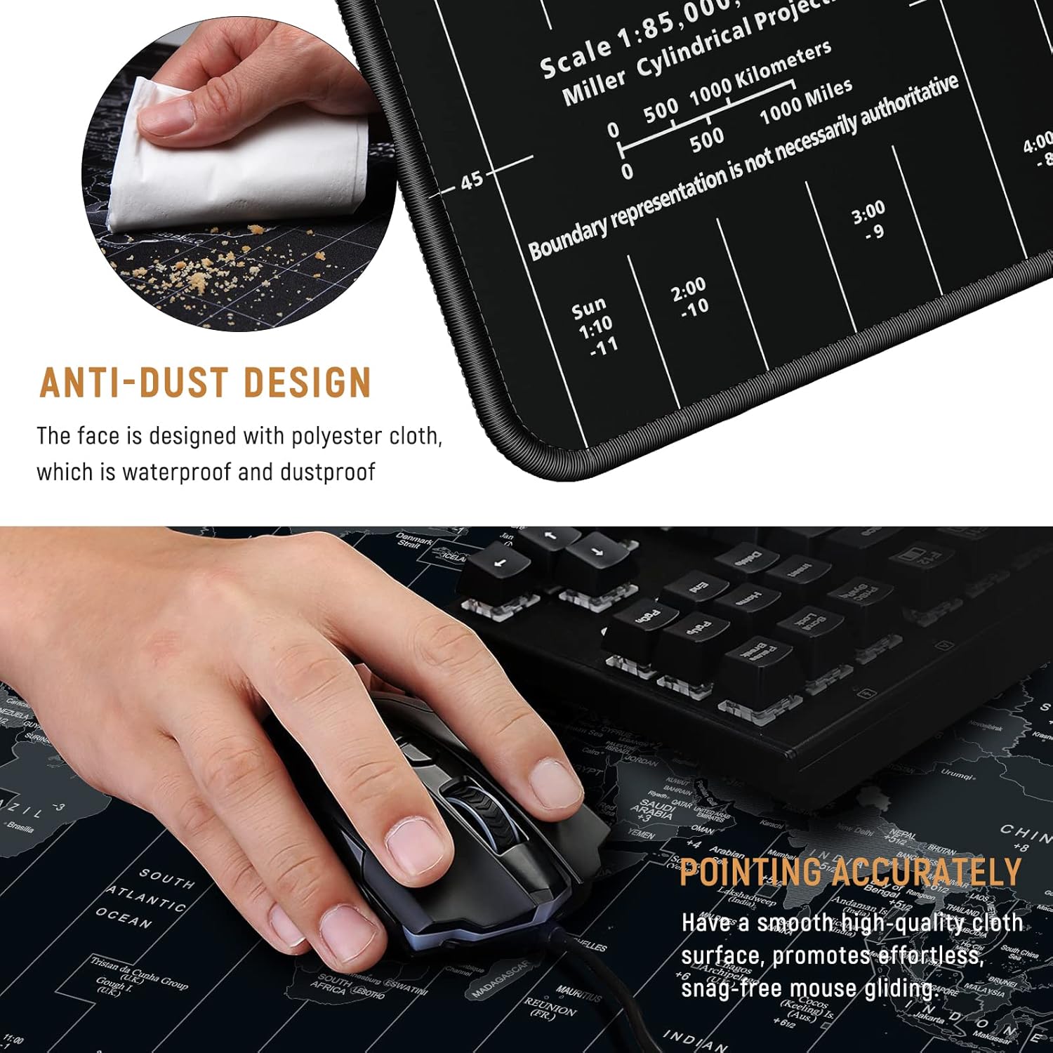 Thumbnail 2 de JIALONG Large Mouse Mat – 900x400mm World Map Desk Pad for Gaming and Office