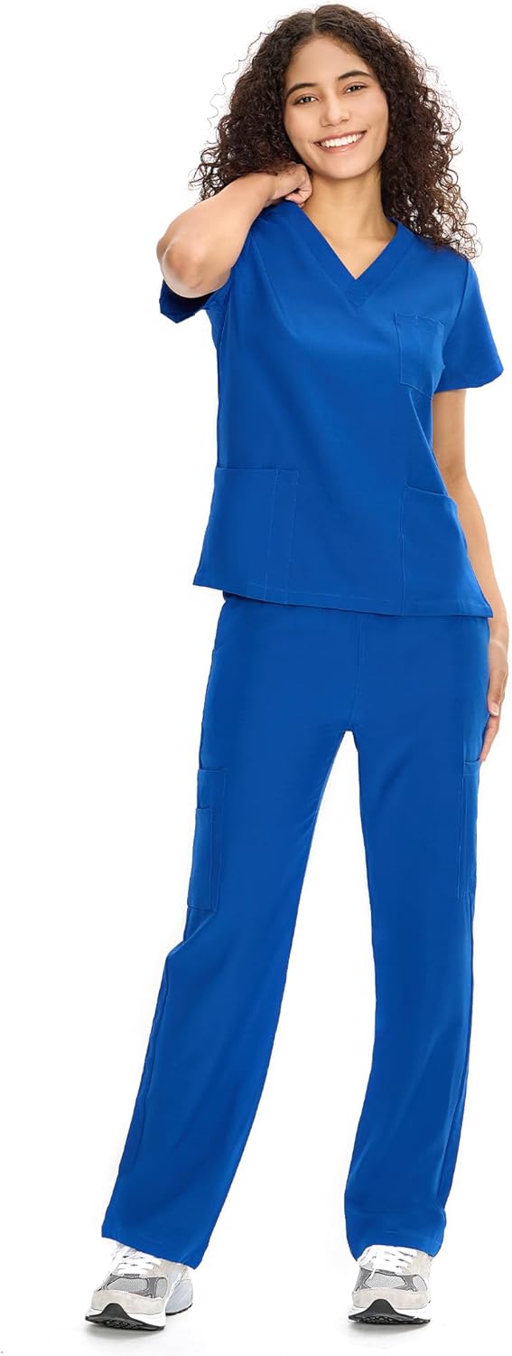 Thumbnail 6 de COZYFIT Women’s Scrubs Set (V-Neck Top & Straight Leg Pants) with 9 Pockets