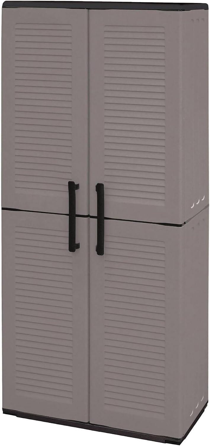 Thumbnail 3 de Dmora Armadio da Esterno Clavier – Mobile balcone 68x37x163 cm, Grigio/Nero, finitura righe